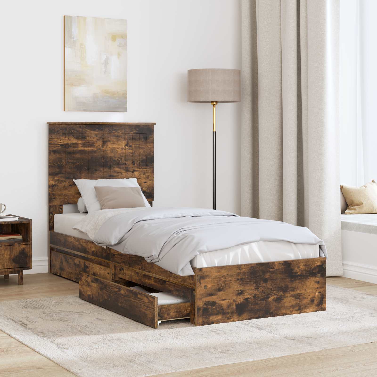 Lit de Rangement Chêne fumé 75 x 190 cm Bois d'ingénierie - XIOS