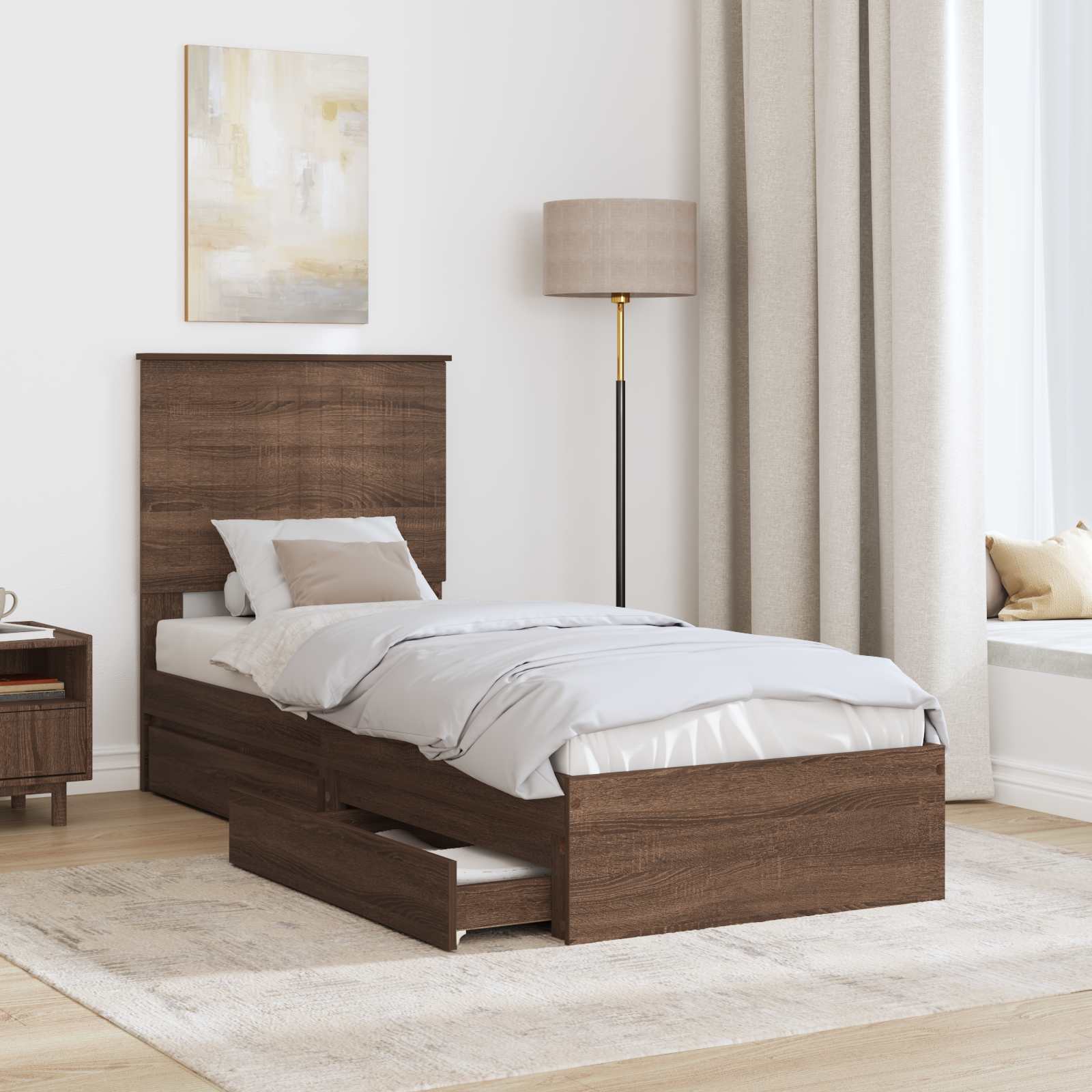 Lit de Rangement Chêne brun 75 x 190 cm Bois d'ingénierie - XIOS