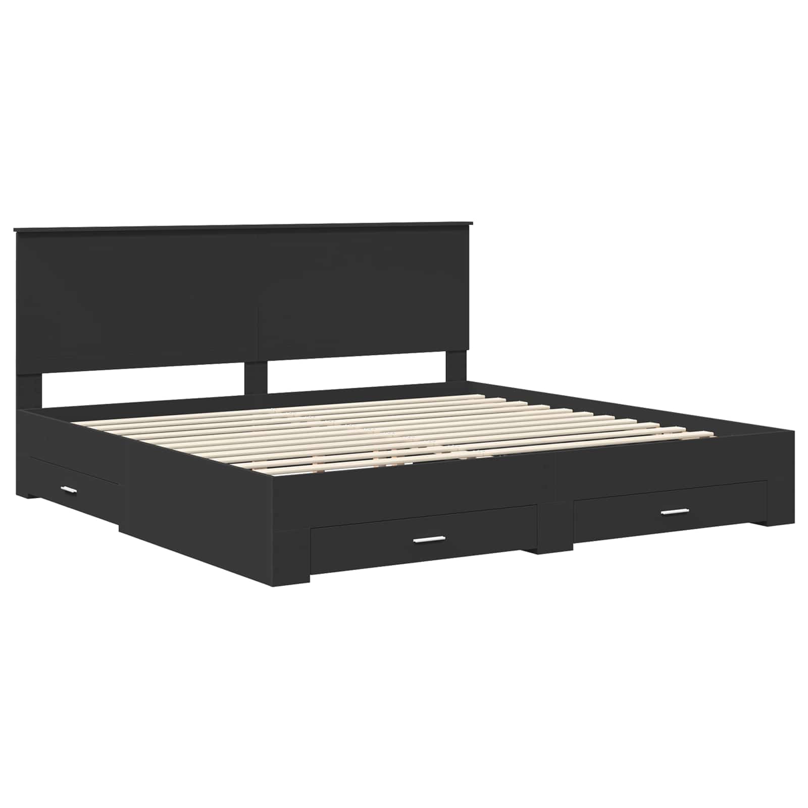 Cadre de lit Noir et argent 200 x 200 cm Bois d'ingénierie - XIOS