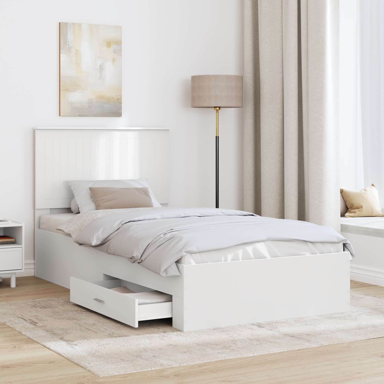 Cadre de lit avec tiroir Blanc 100 x 200 cm Bois d'ingénierie - XIOS