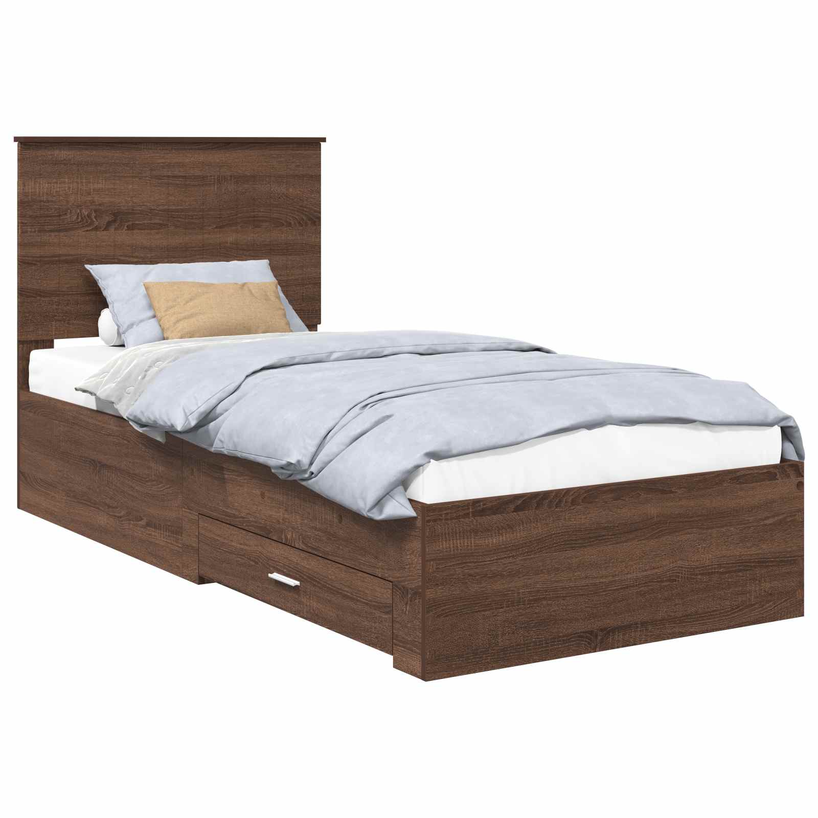 Cadre de lit avec tiroir Chêne Marron et Argent 90 x 190 cm - XIOS