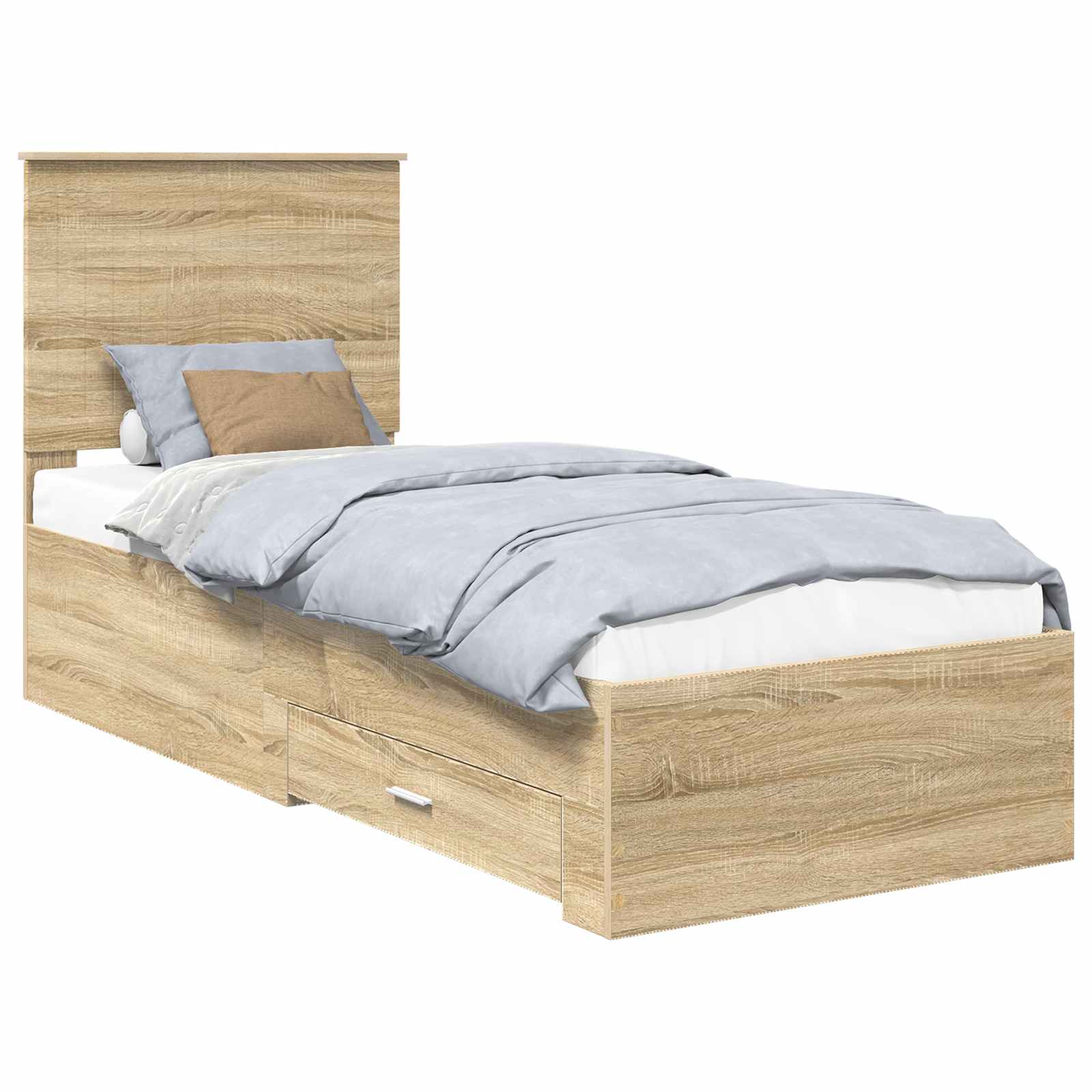 Cadre de lit avec tiroir Sonoma Chêne et Argent 70 x 190 cm - XIOS