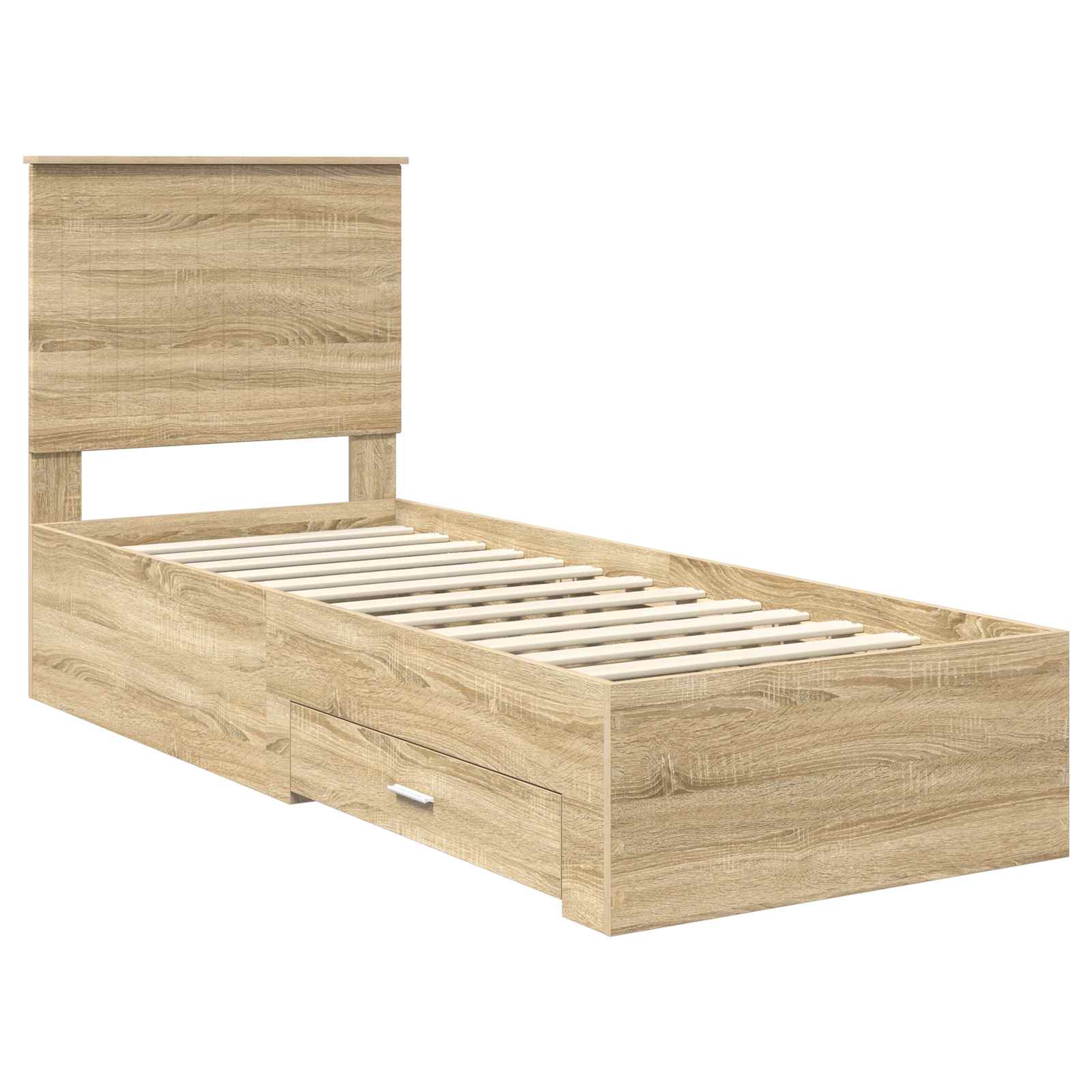 Cadre de lit avec tiroir Sonoma Chêne et Argent 70 x 190 cm - XIOS