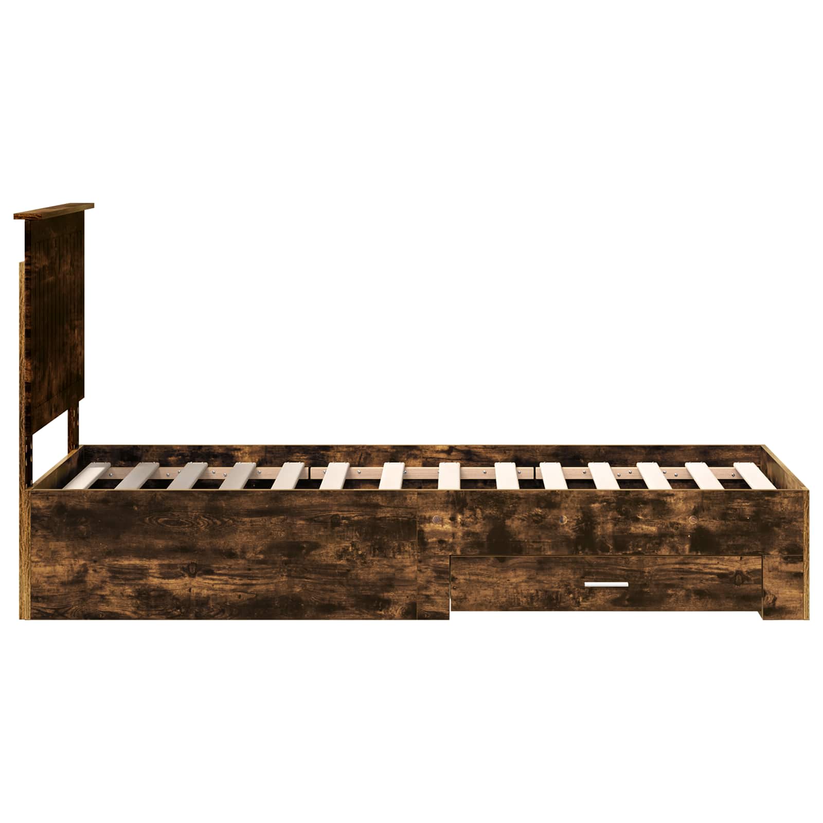 Cadre de lit Chêne Fumé et Argent 70 x 190 cm Bois d'ingénierie - XIOS