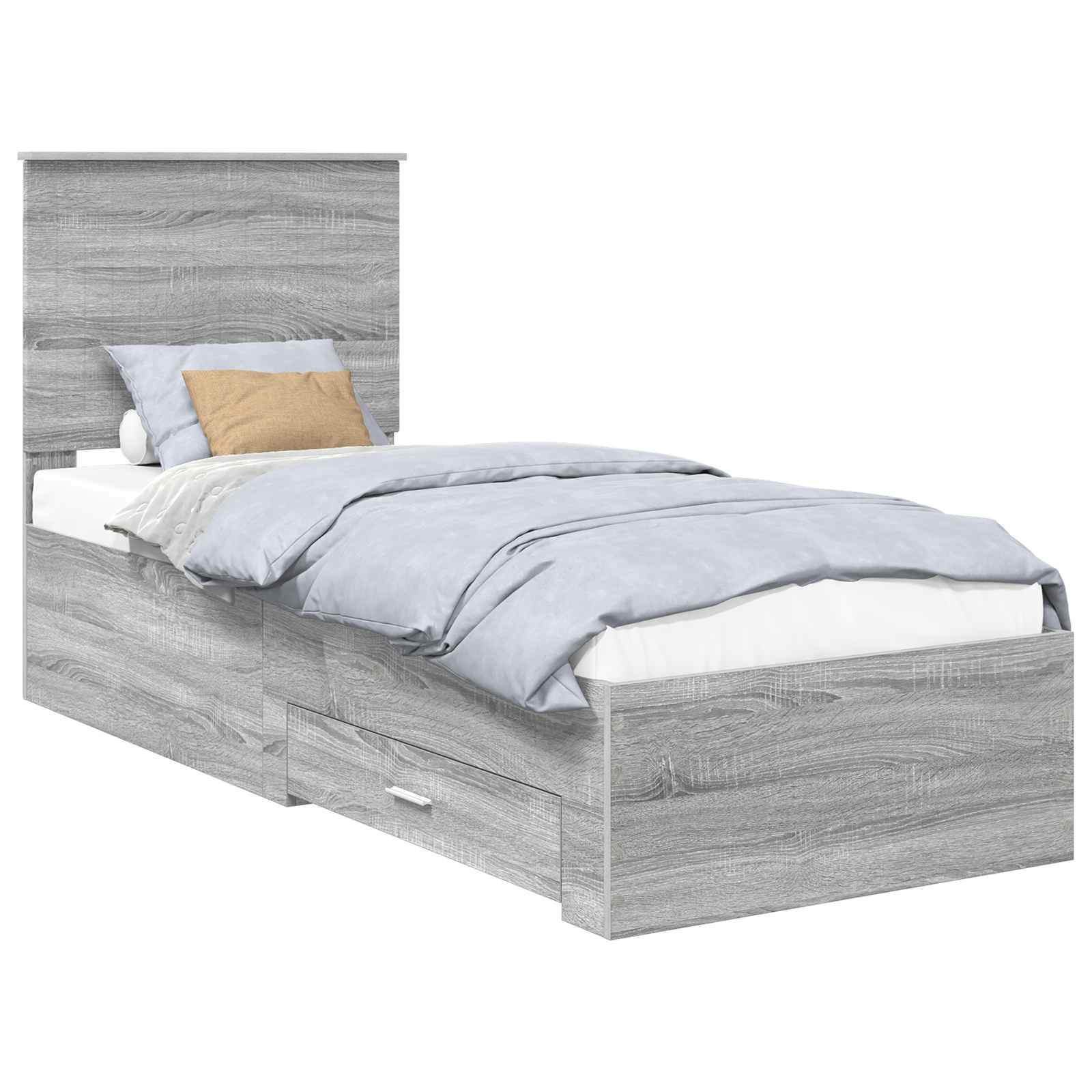 Cadre de lit avec tête de lit Sonoma Gris et Argent 70 x 190 cm - XIOS