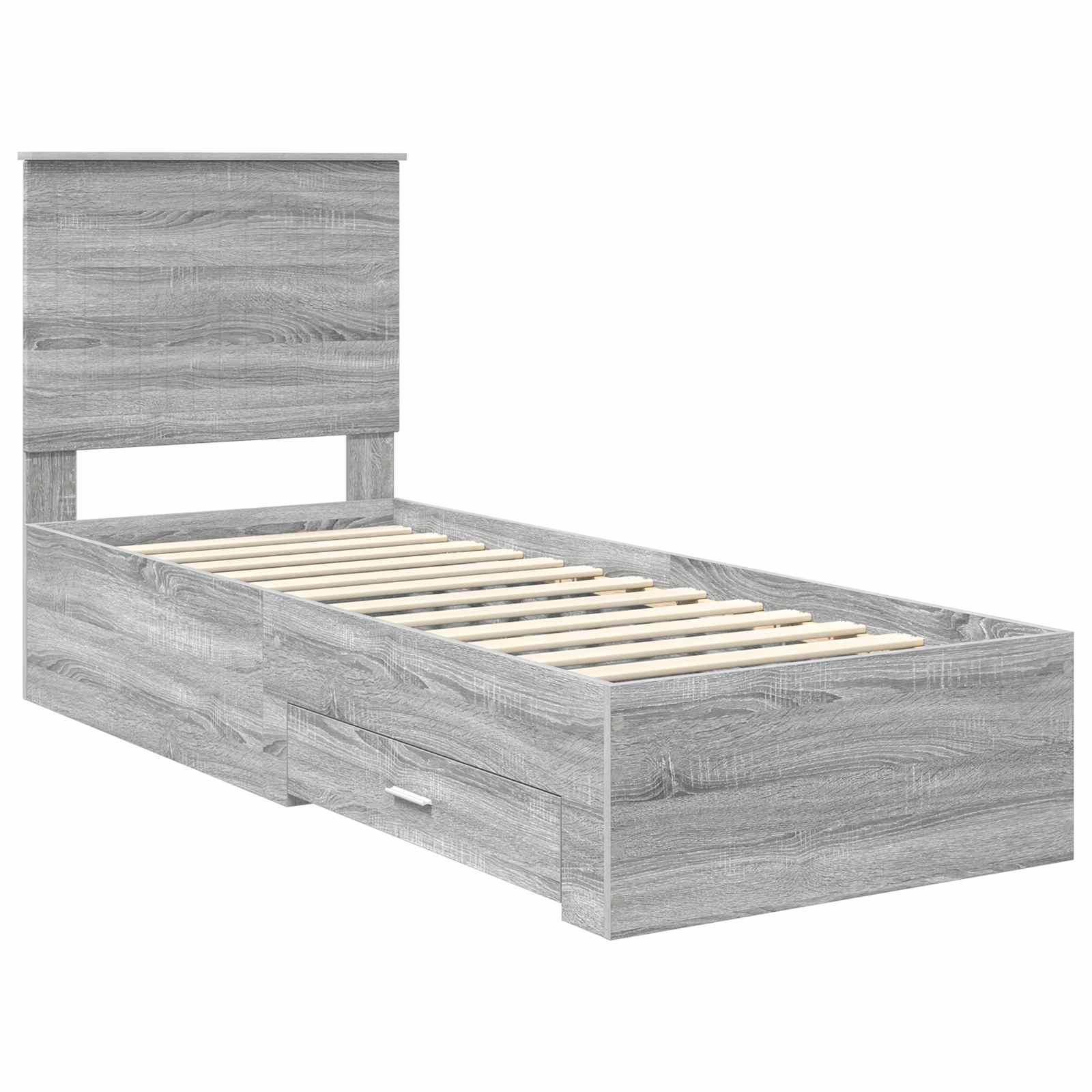 Cadre de lit avec tête de lit Sonoma Gris et Argent 70 x 190 cm - XIOS