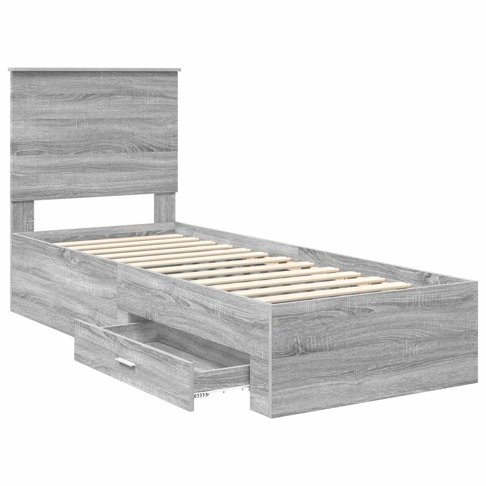 Cadre de lit avec tête de lit Sonoma Gris et Argent 70 x 190 cm - XIOS