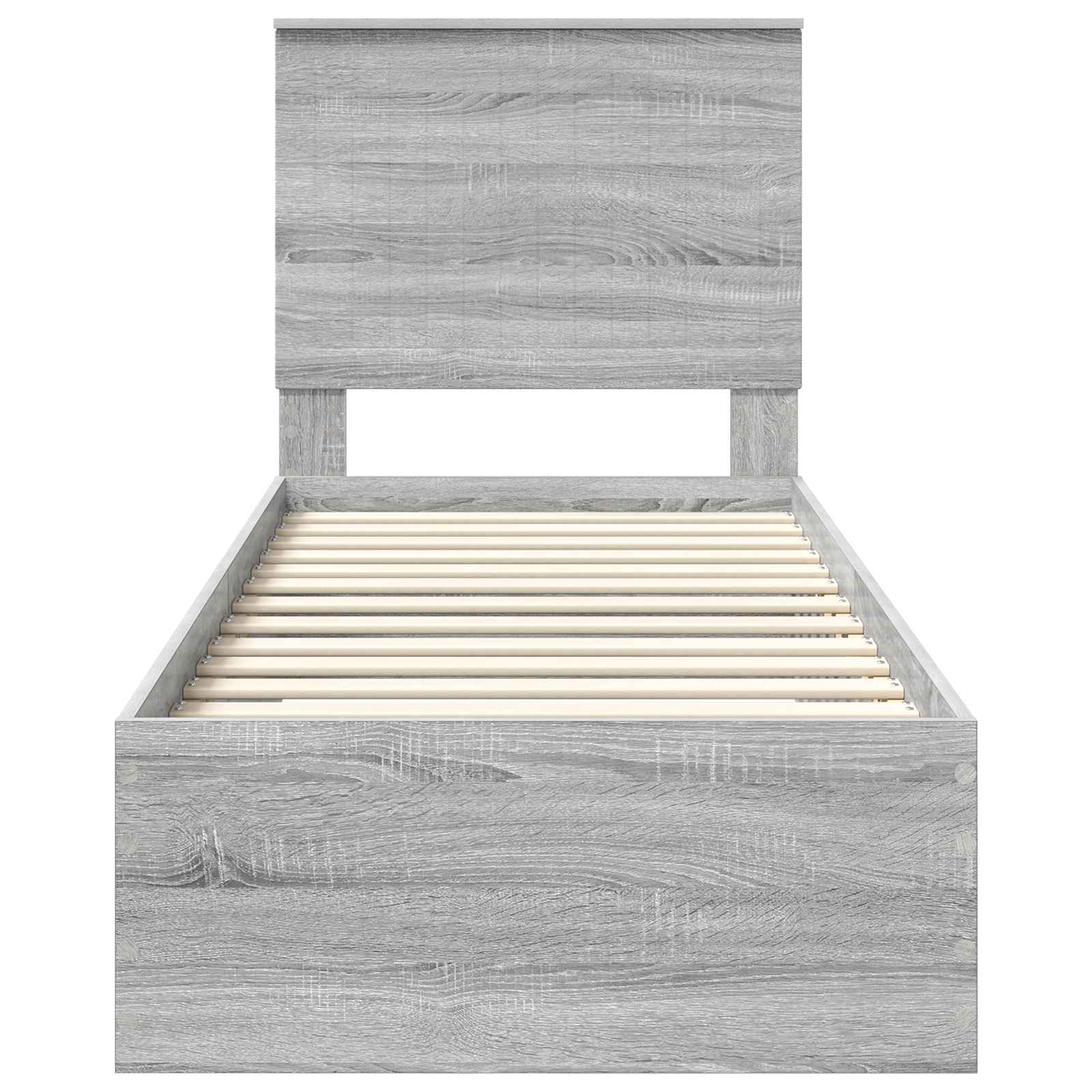 Cadre de lit avec tête de lit Sonoma Gris et Argent 70 x 190 cm - XIOS