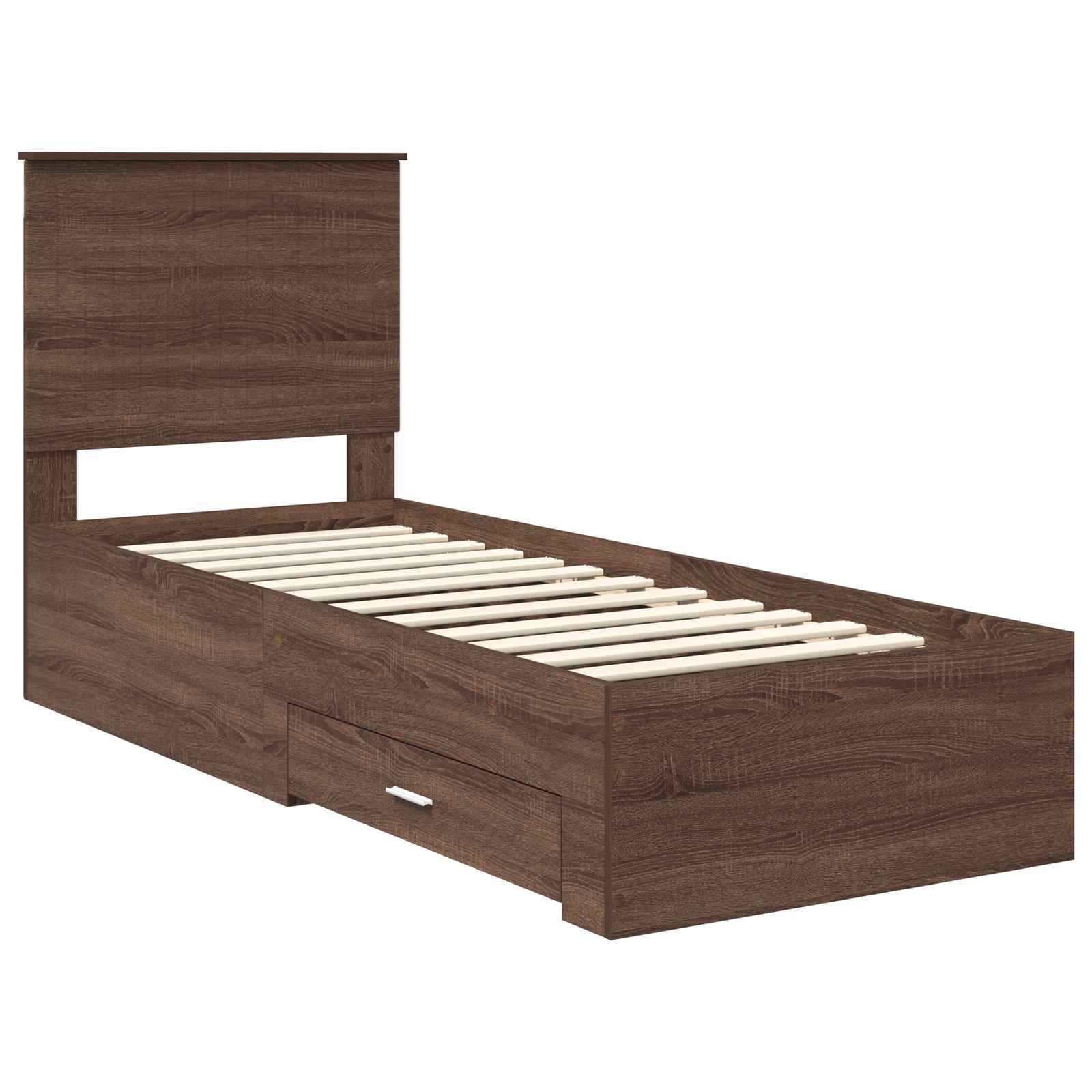 Cadre de lit avec tiroir Chêne Marron et Argent 70 x 190 cm - XIOS