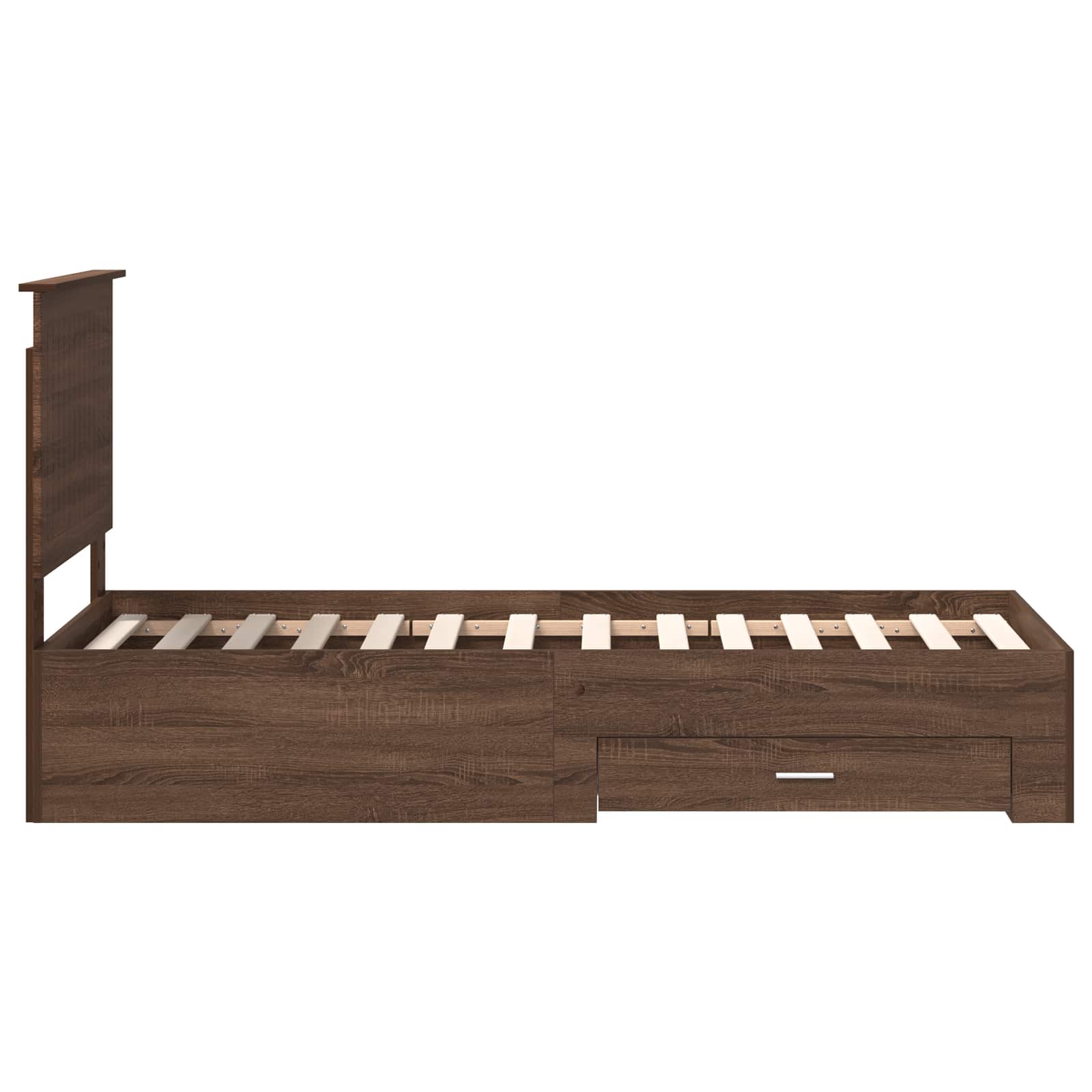 Cadre de lit avec tiroir Chêne Marron et Argent 70 x 190 cm - XIOS