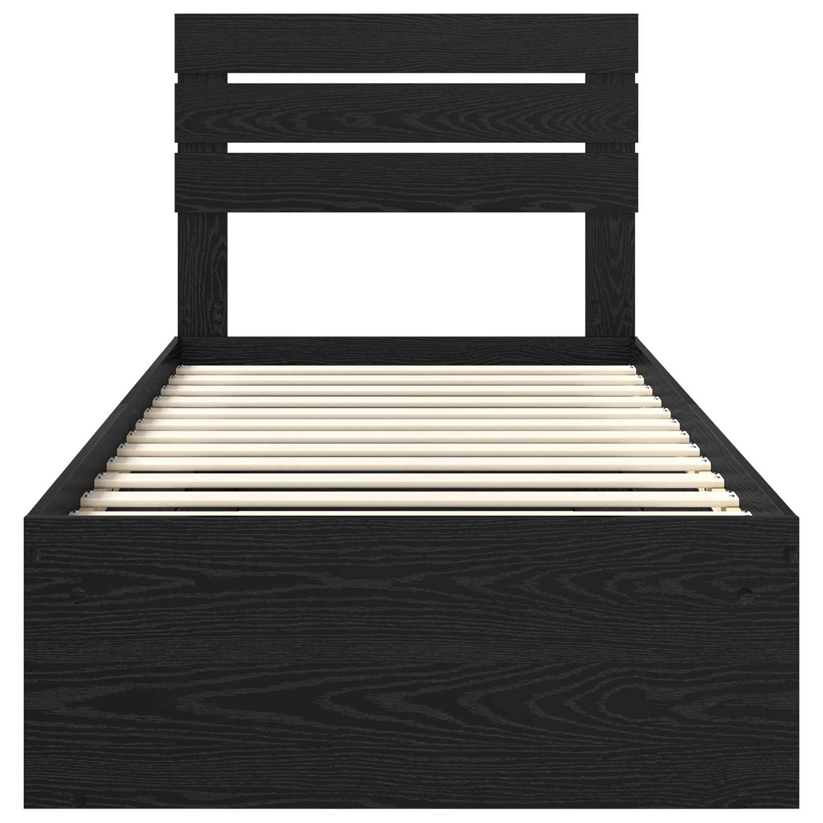 Cadre de lit avec tête de lit Noir 90 x 200 cm Pin massif - XIOS