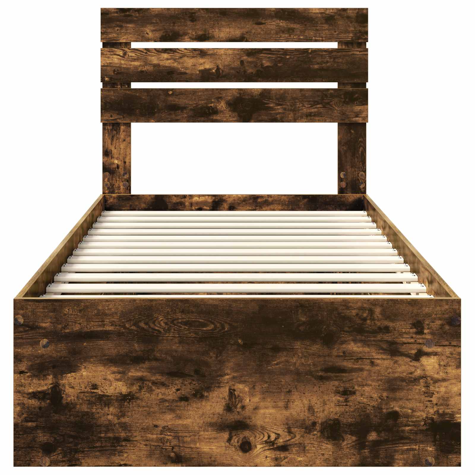 Cadre de lit avec tête de lit Chêne fumé 90 x 200 cm Pin massif - XIOS