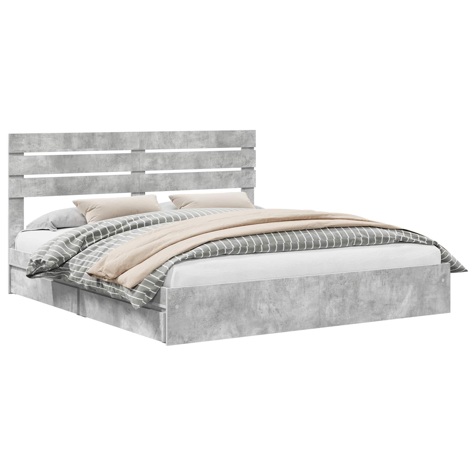 Lit de Rangement Gris béton 200 x 200 cm Bois d'ingénierie - XIOS