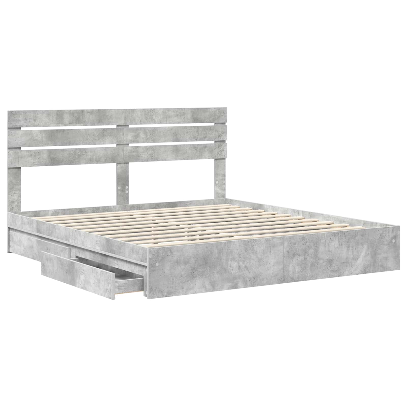 Lit de Rangement Gris béton 200 x 200 cm Bois d'ingénierie - XIOS