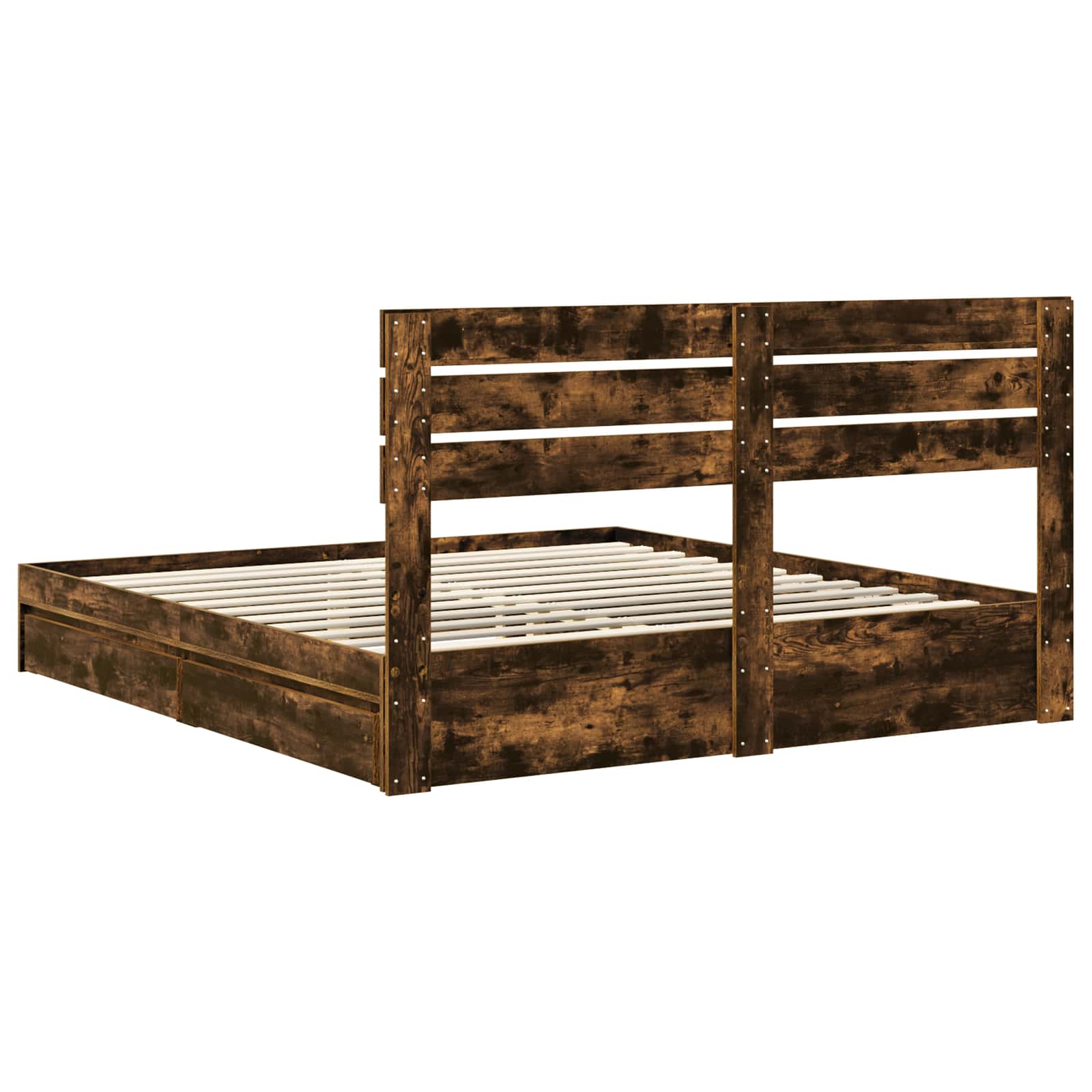 Lit de Rangement Chêne fumé 180 x 200 cm Bois d'ingénierie - XIOS