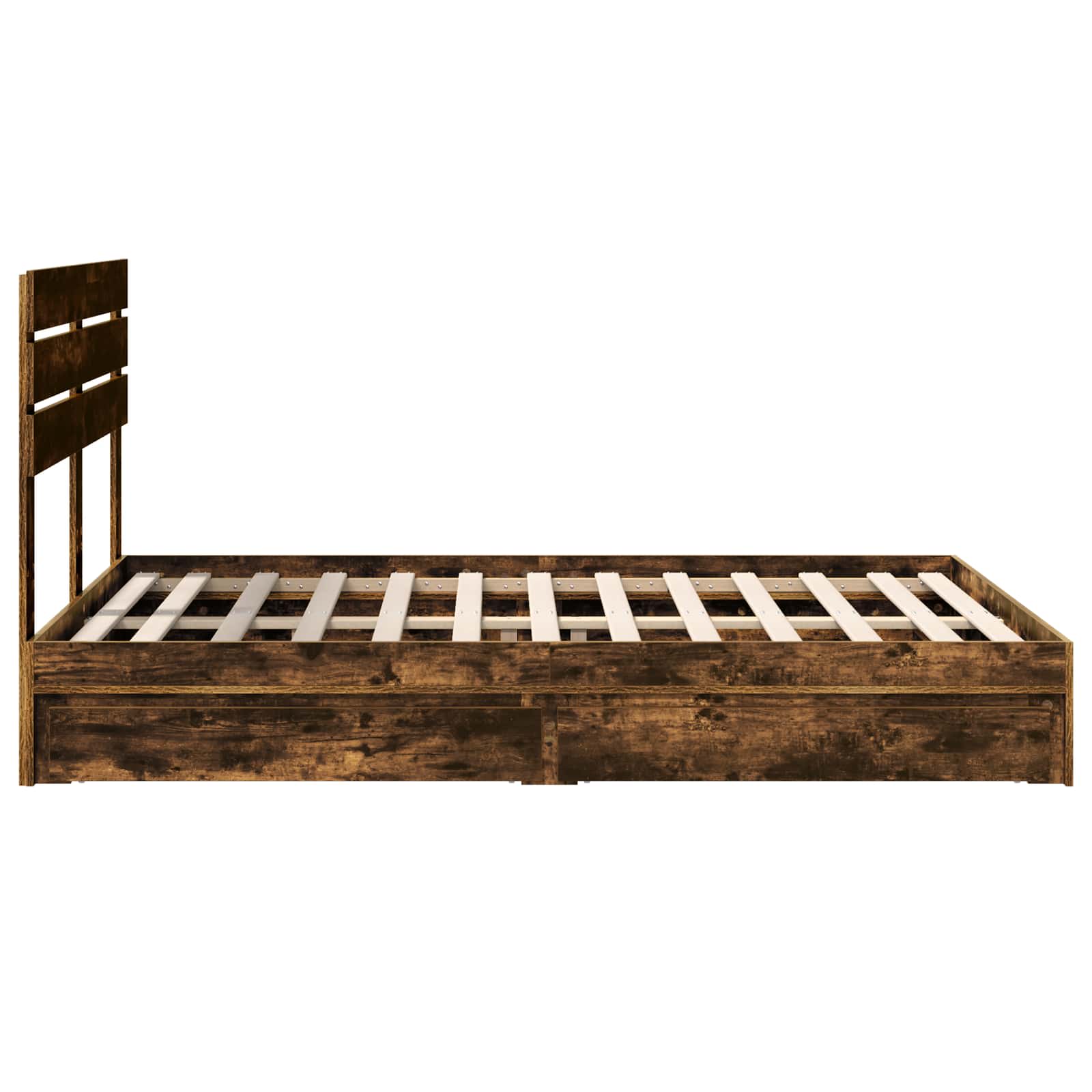 Lit de Rangement Chêne fumé 160 x 200 cm Bois d'ingénierie - XIOS