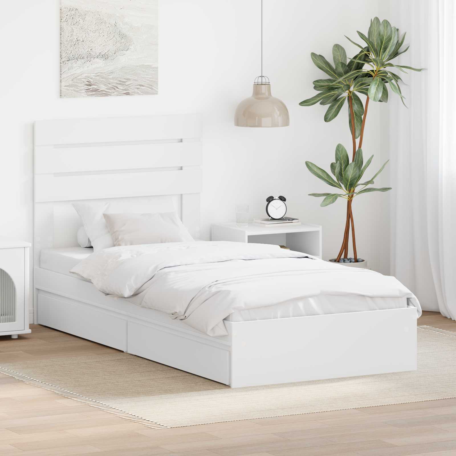 Lit de Rangement Blanc 90 x 200 cm Bois d'ingénierie - XIOS