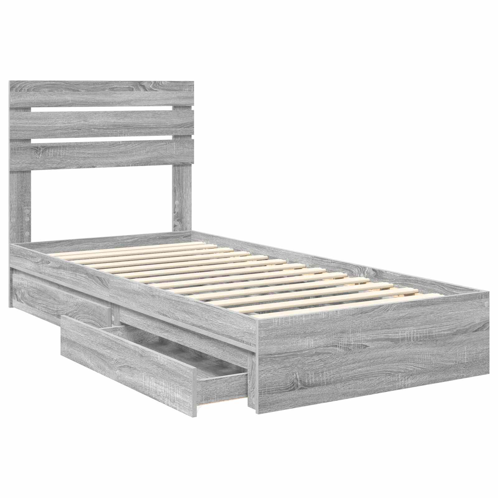 Lit de Rangement Gris Sonoma 90 x 200 cm Bois d'ingénierie - XIOS