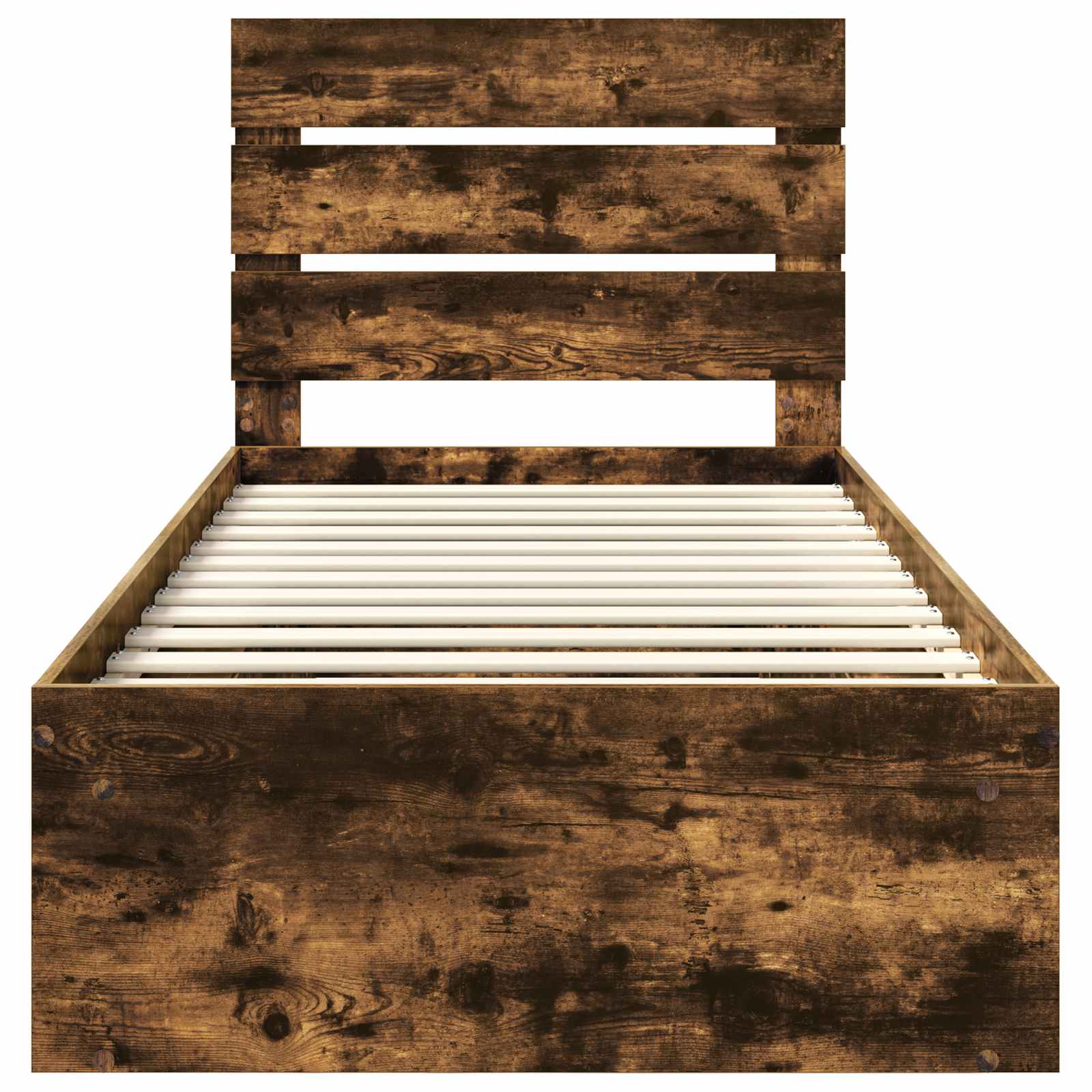 Cadre de lit avec tête de lit Chêne fumé 75 x 190 cm Pin massif - XIOS