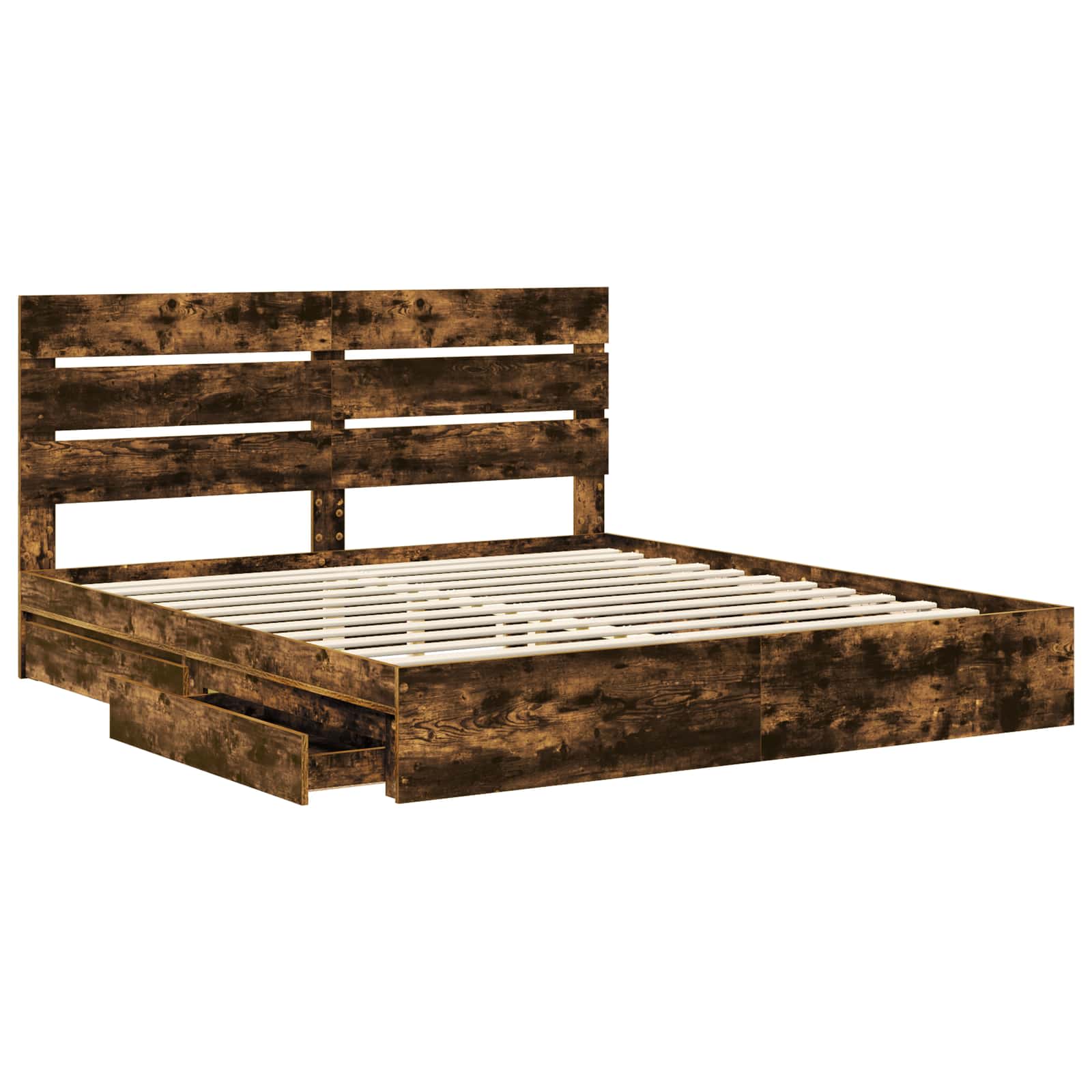 Lit de Rangement Chêne fumé 180 x 200 cm Bois d'ingénierie - XIOS