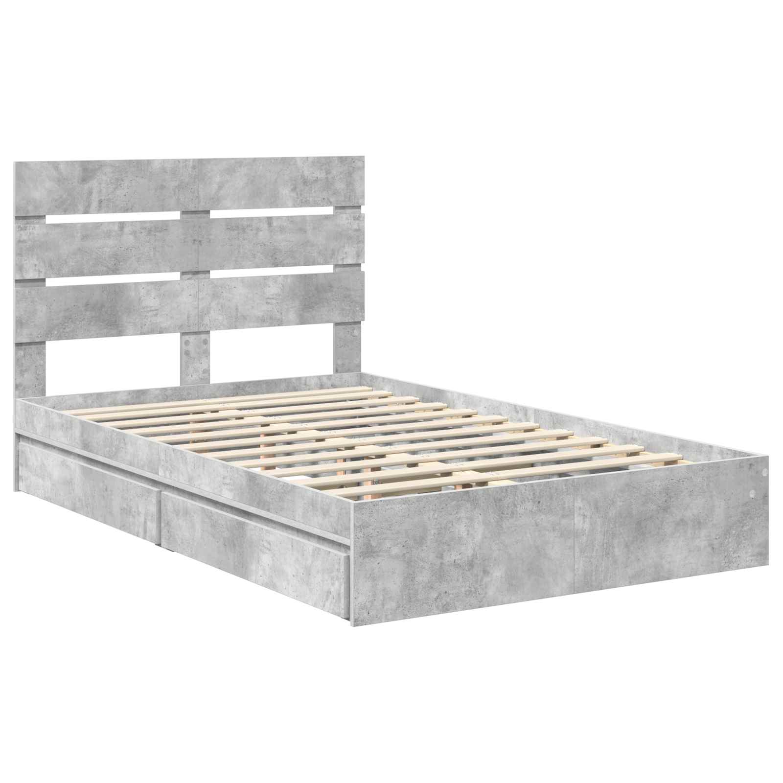 Lit de Rangement Gris béton 135 x 190 cm Bois d'ingénierie - XIOS