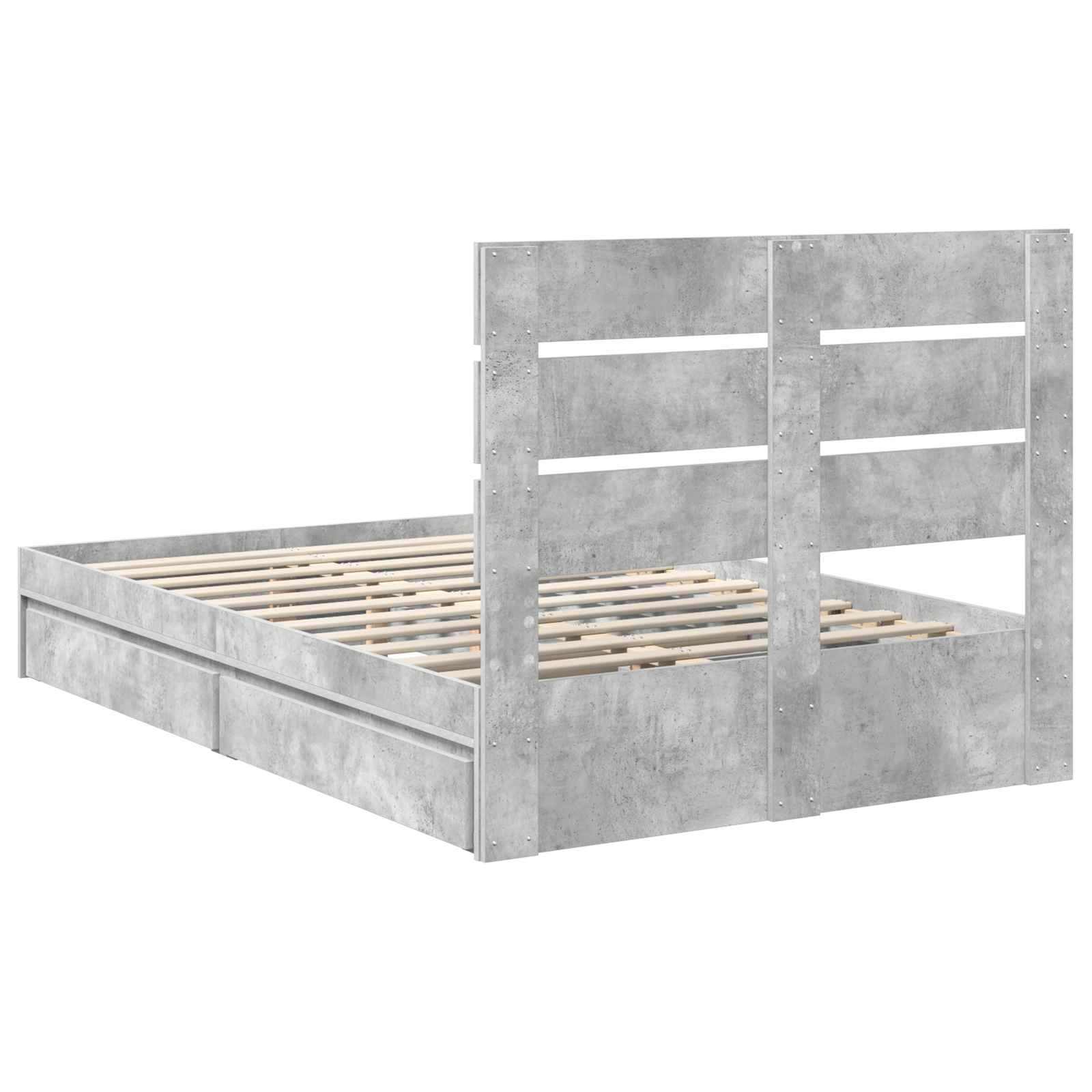 Lit de Rangement Gris béton 135 x 190 cm Bois d'ingénierie - XIOS