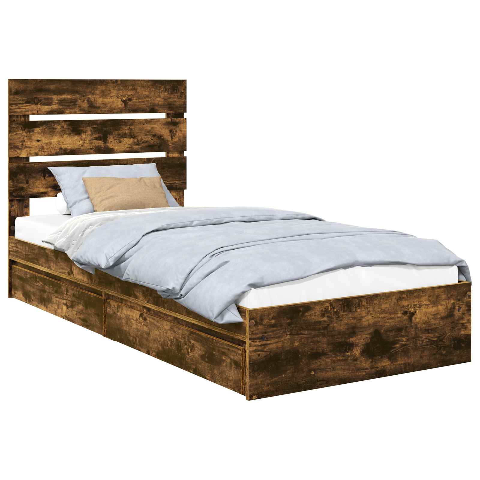 Lit de Rangement Chêne fumé 90 x 200 cm Bois d'ingénierie - XIOS