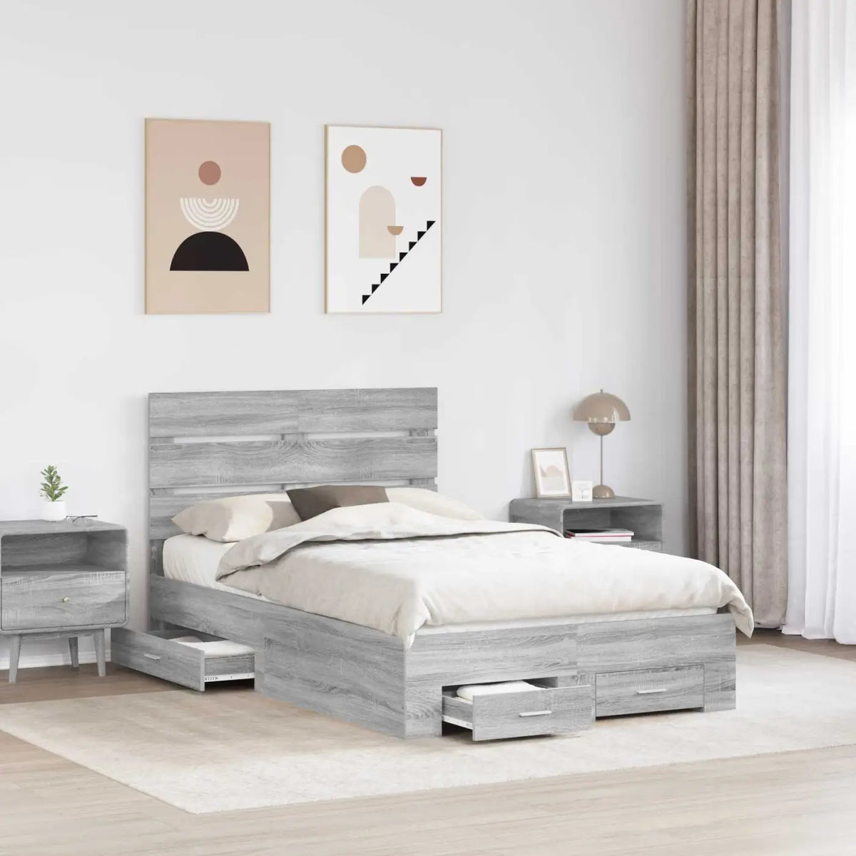 Cadre de lit Gris Sonoma 120 x 200 cm Bois d’ingénierie - XIOS
