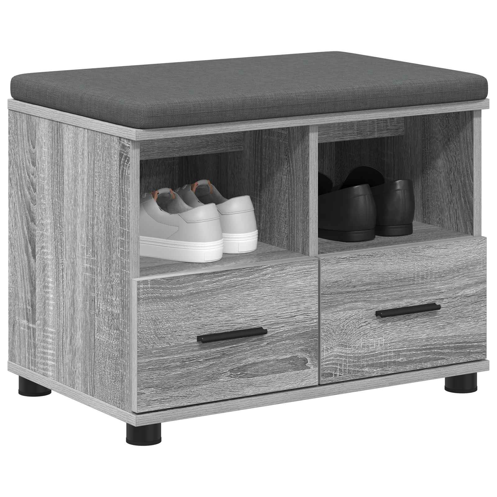 Banc d'entrée avec coussin Gris Sonoma 60 x 38 x 46 cm - XIOS