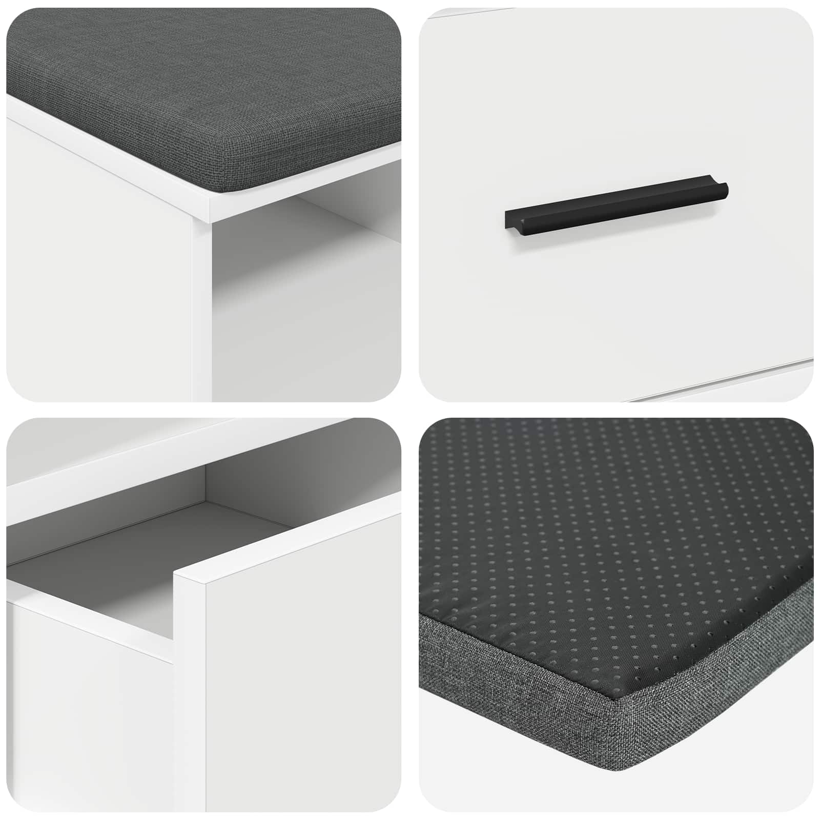 Banc d'entrée avec coussin avec tiroir Blanc 80 x 38 x 46 cm - XIOS