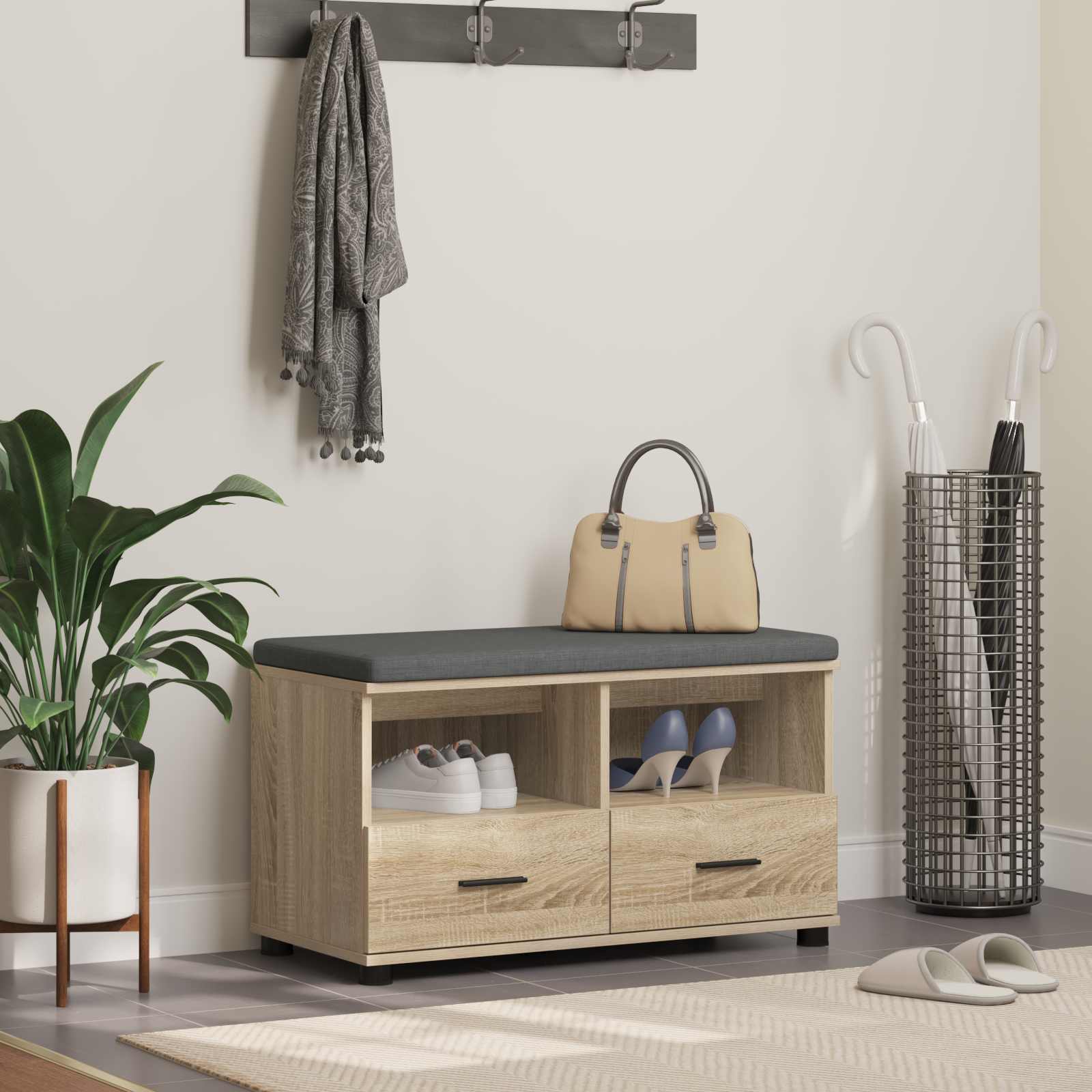 Banc d'entrée avec coussin Chêne Sonoma 80 x 38 x 46 cm - XIOS