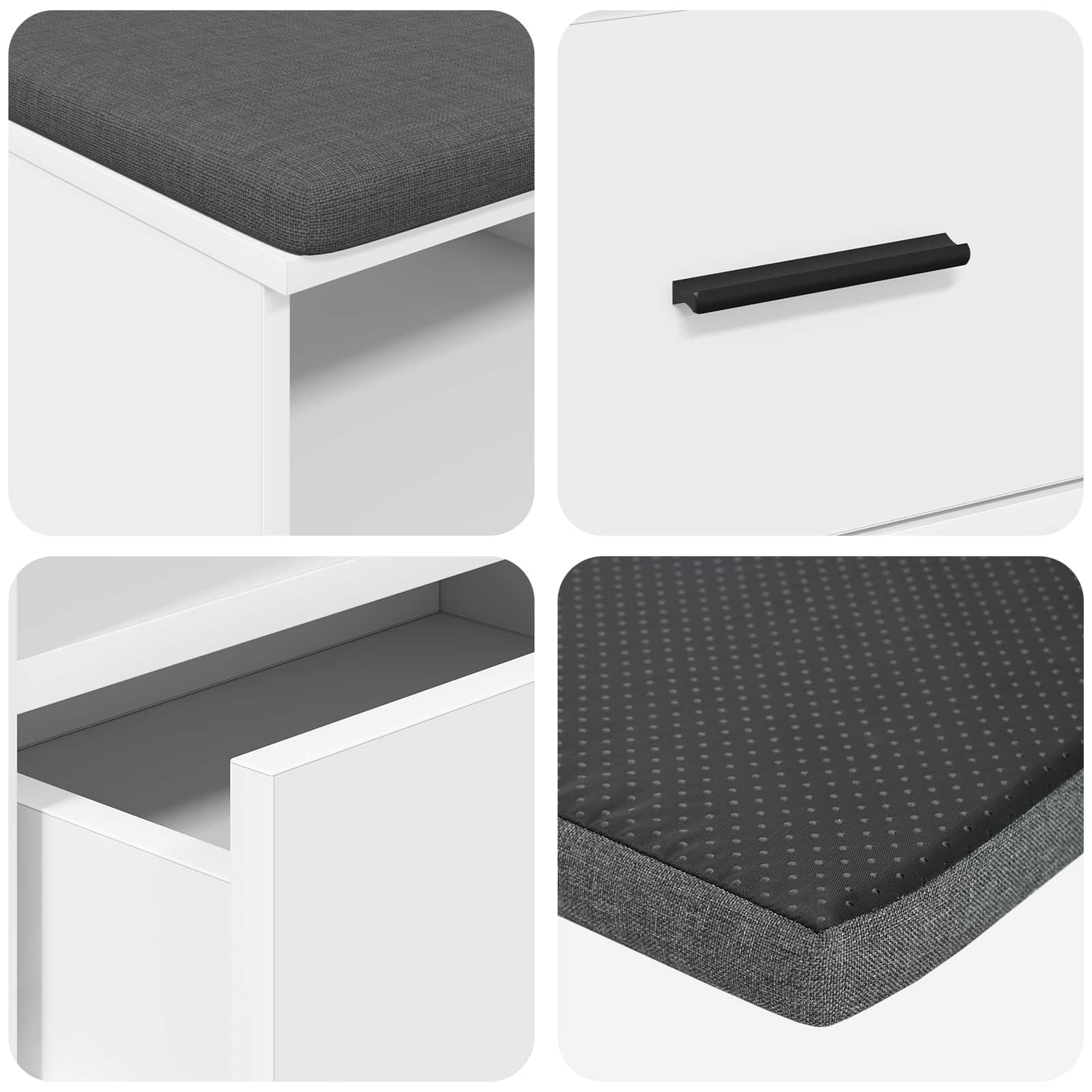 Banc d'entrée avec coussin avec tiroir Blanc 100 x 38 x 46 cm - XIOS