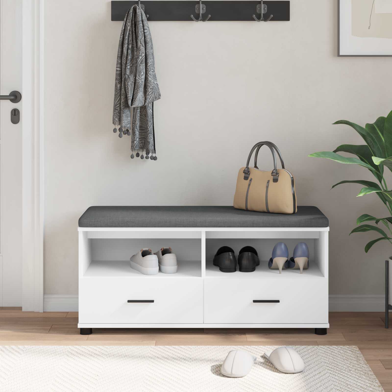 Banc d'entrée avec coussin avec tiroir Blanc 100 x 38 x 46 cm - XIOS