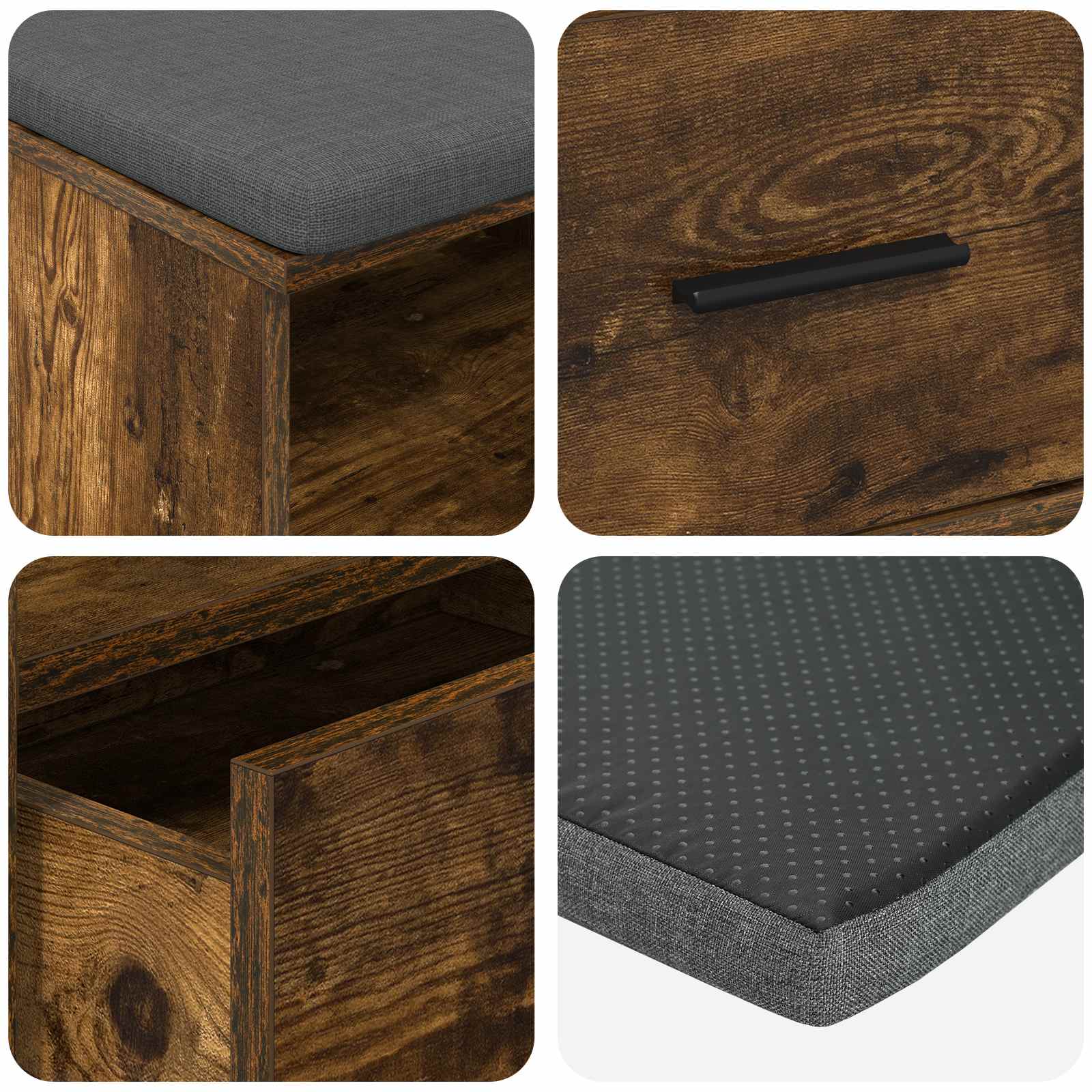 Banc d'entrée avec coussin Chêne fumé 100 x 38 x 46 cm - XIOS