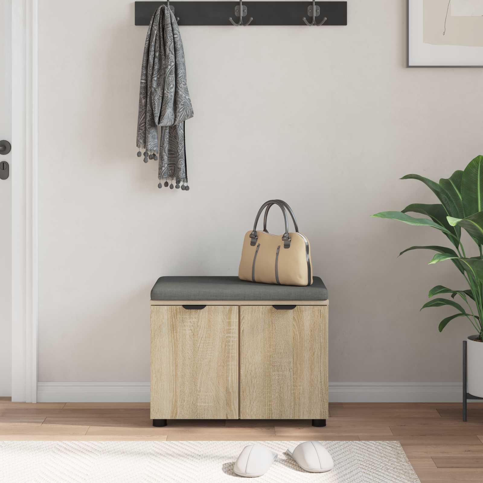 Banc d'entrée avec coussin Chêne Sonoma 60 x 38 x 46 cm - XIOS