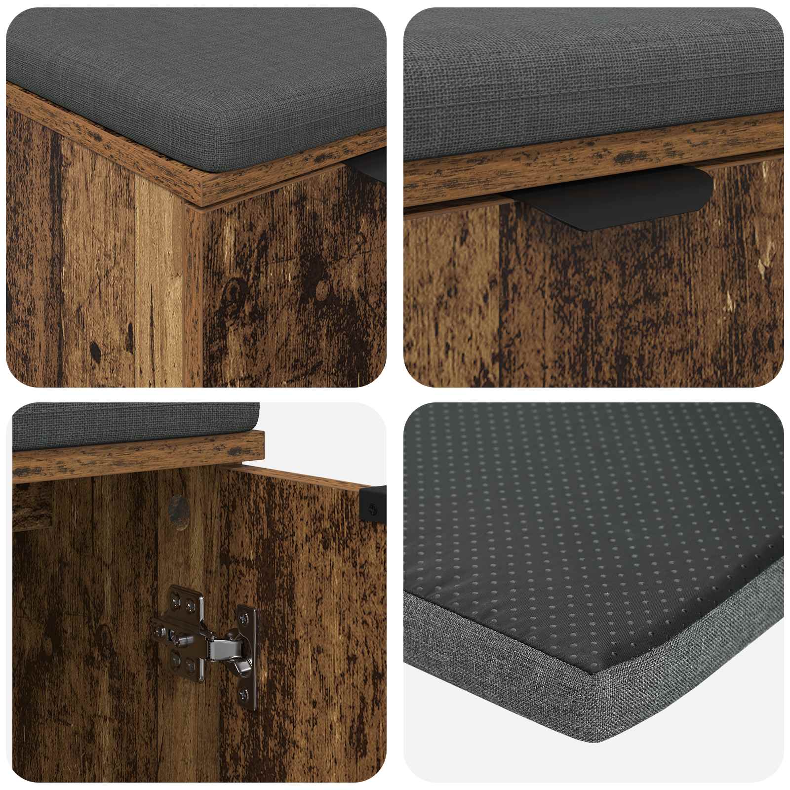 Banc d'entrée avec coussin Bois ancien 60 x 38 x 46 cm - XIOS