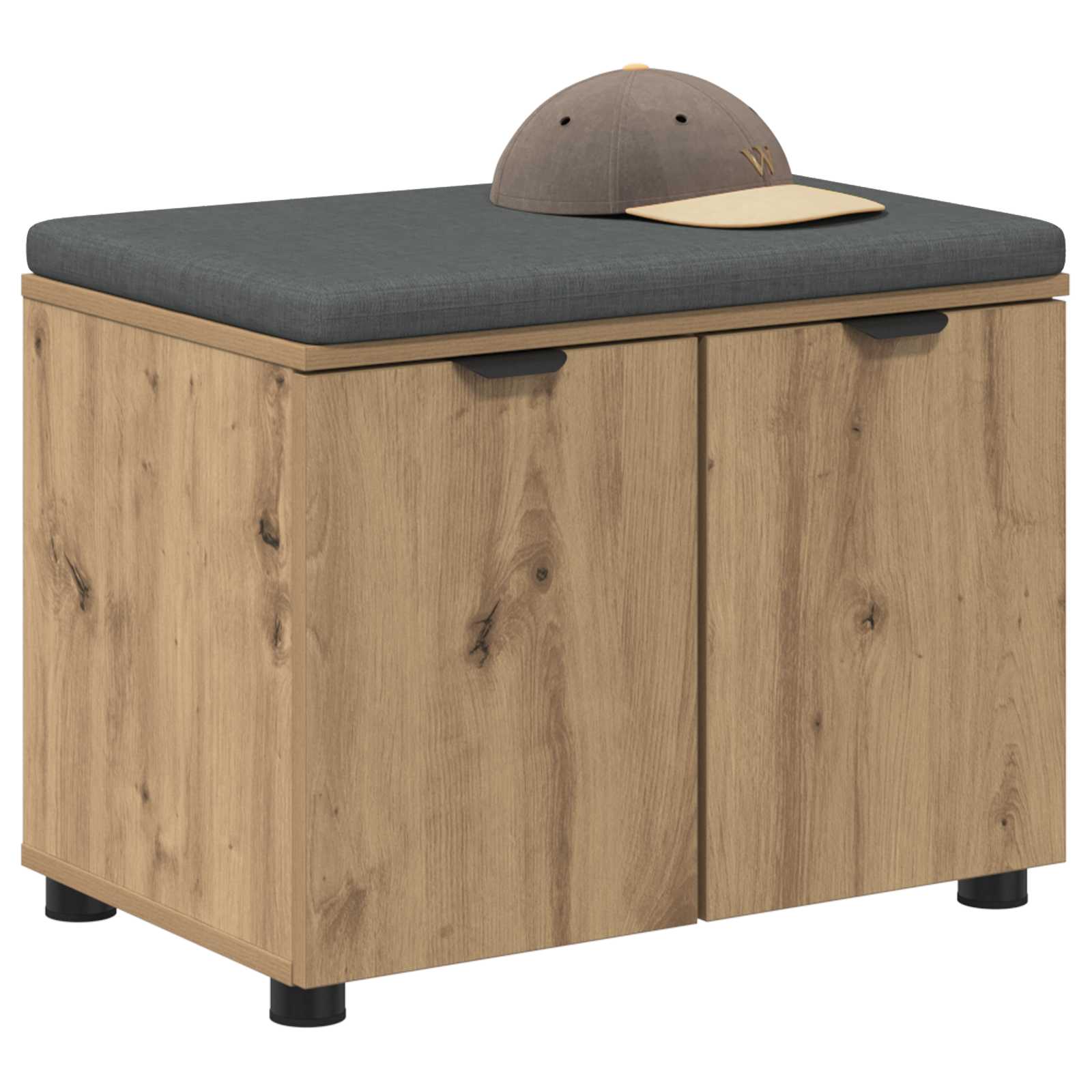 Banc d'entrée avec coussin Chêne artisanal 60 x 38 x 46 cm - XIOS