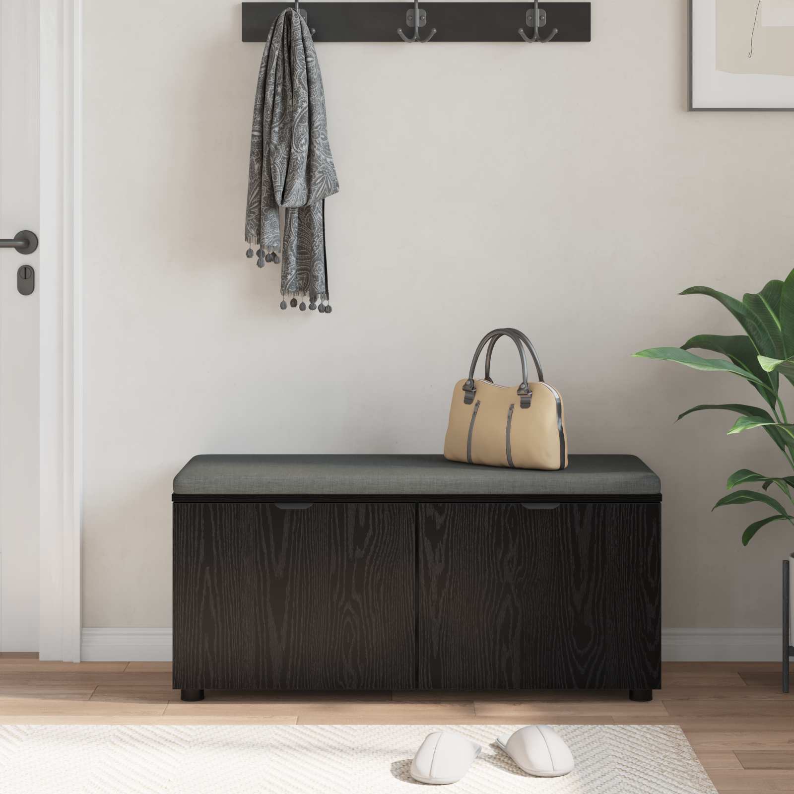 Banc d'entrée avec coussin Chêne noir 100 x 38 x 46 cm - XIOS