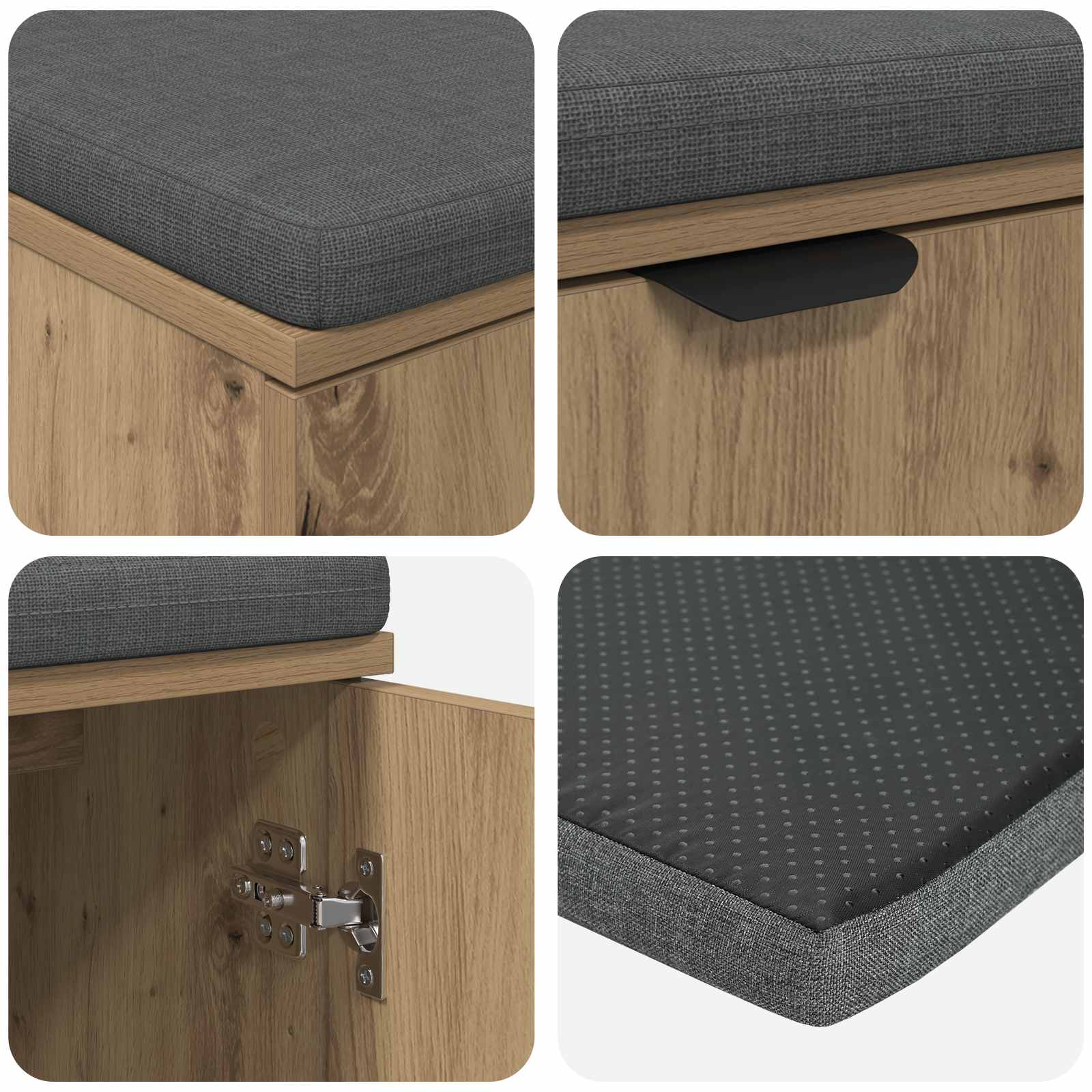 Banc d'entrée avec coussin Chêne artisanal 100 x 38 x 46 cm - XIOS