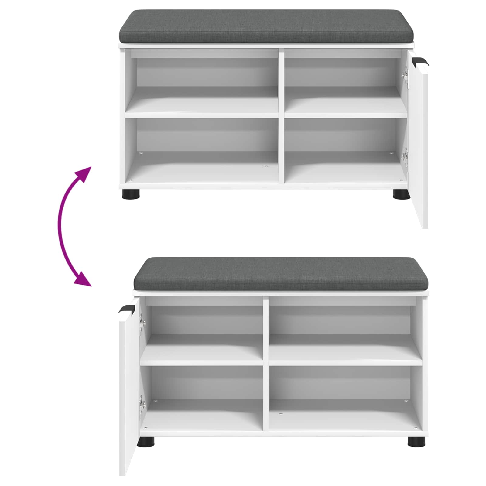 Banc d'entrée avec coussin Uni Blanc 80 x 38 x 46 cm - XIOS