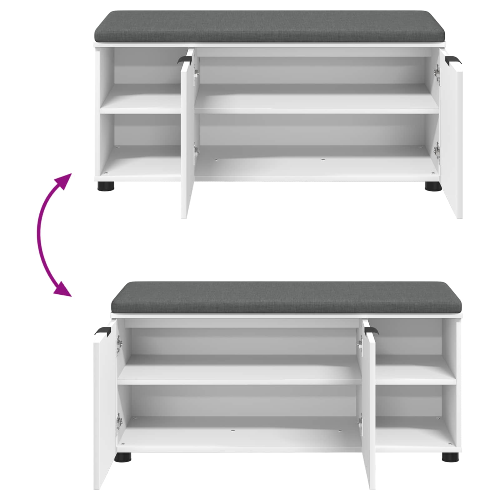 Banc d'entrée avec coussin Uni Blanc 100 x 38 x 46 cm - XIOS