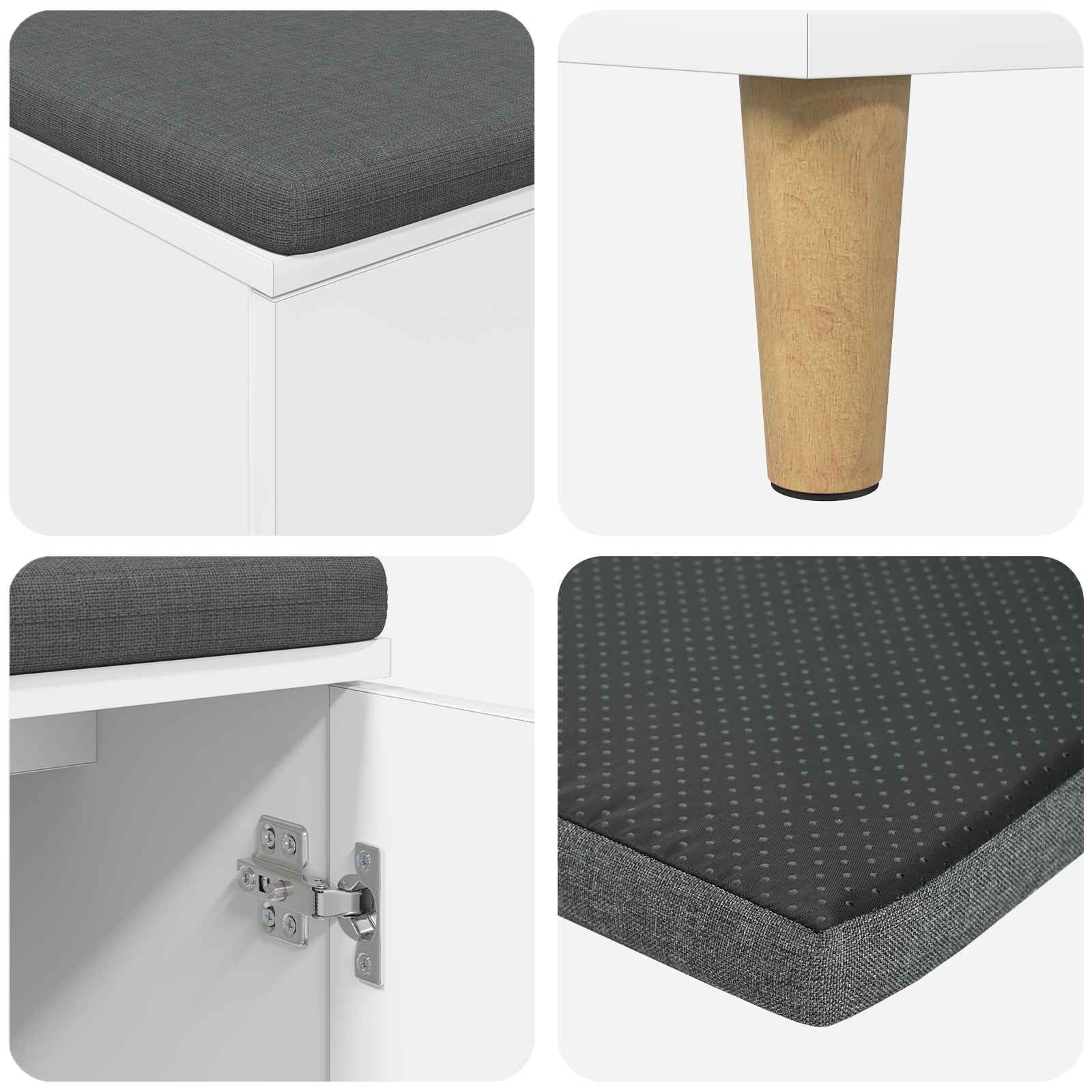 Banc d'entrée avec coussin avec stockage Blanc 60 x 38 x 46 cm - XIOS