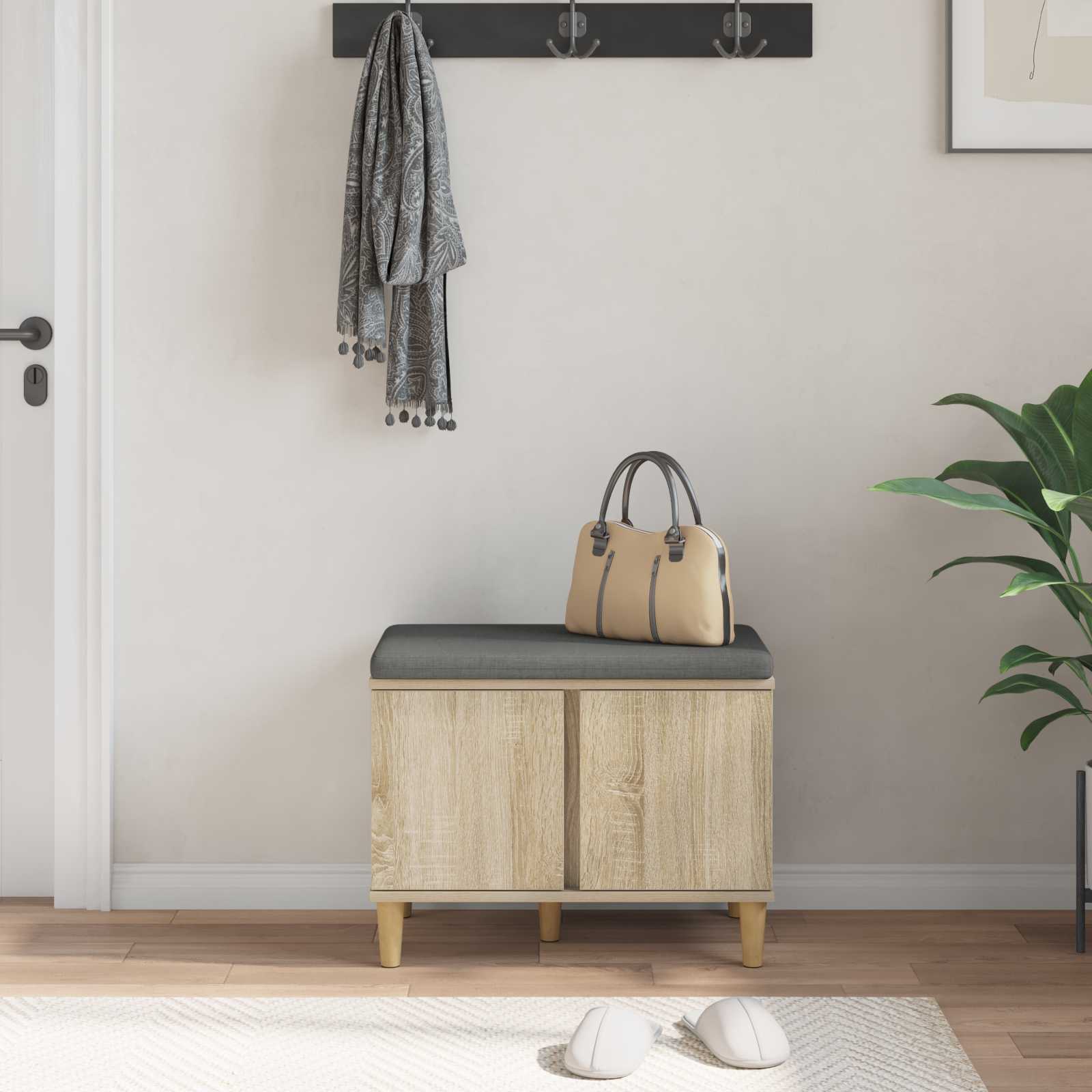 Banc d'entrée avec coussin Chêne Sonoma 60 x 38 x 46 cm - XIOS