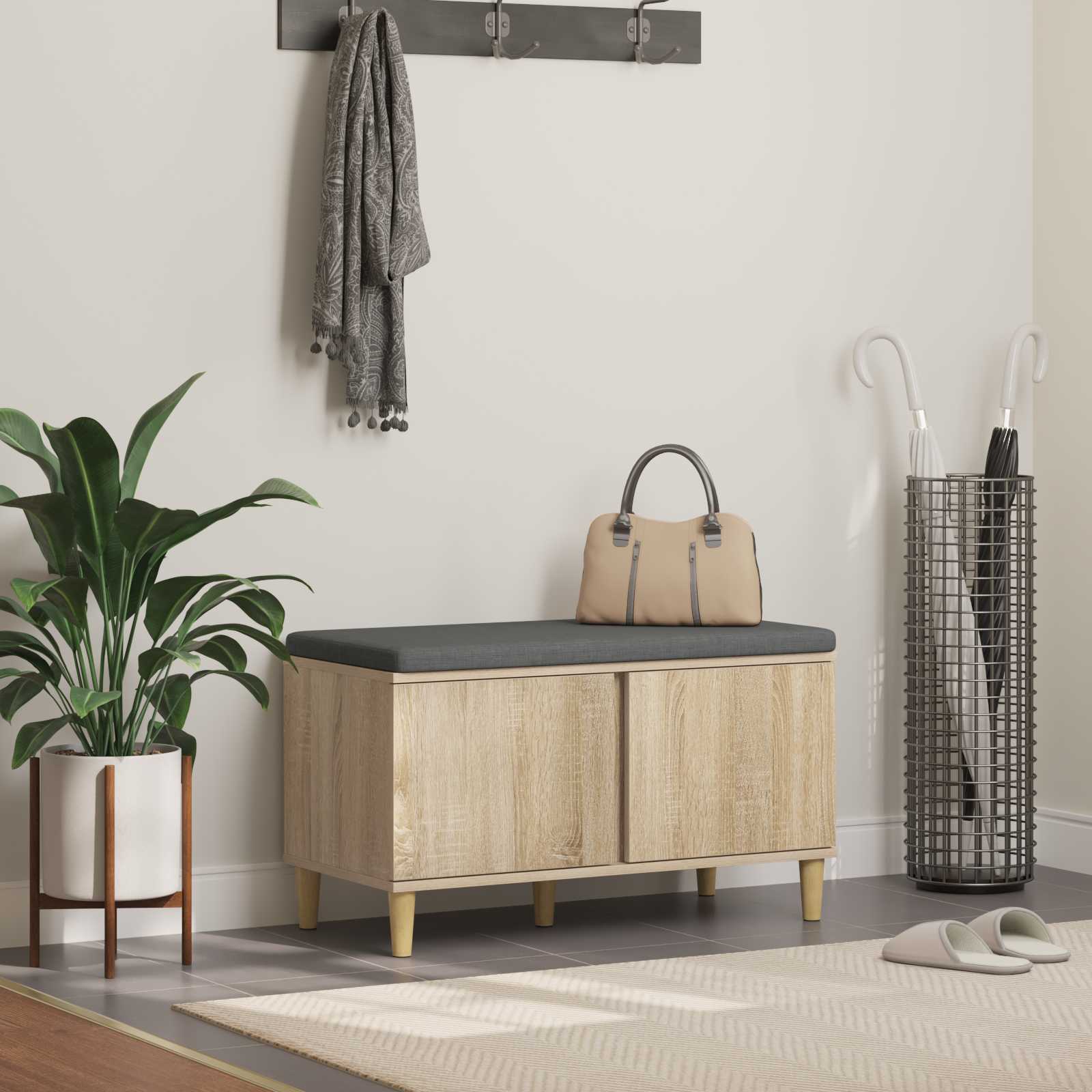 Banc d'entrée avec coussin Chêne Sonoma 60 x 38 x 46 cm - XIOS