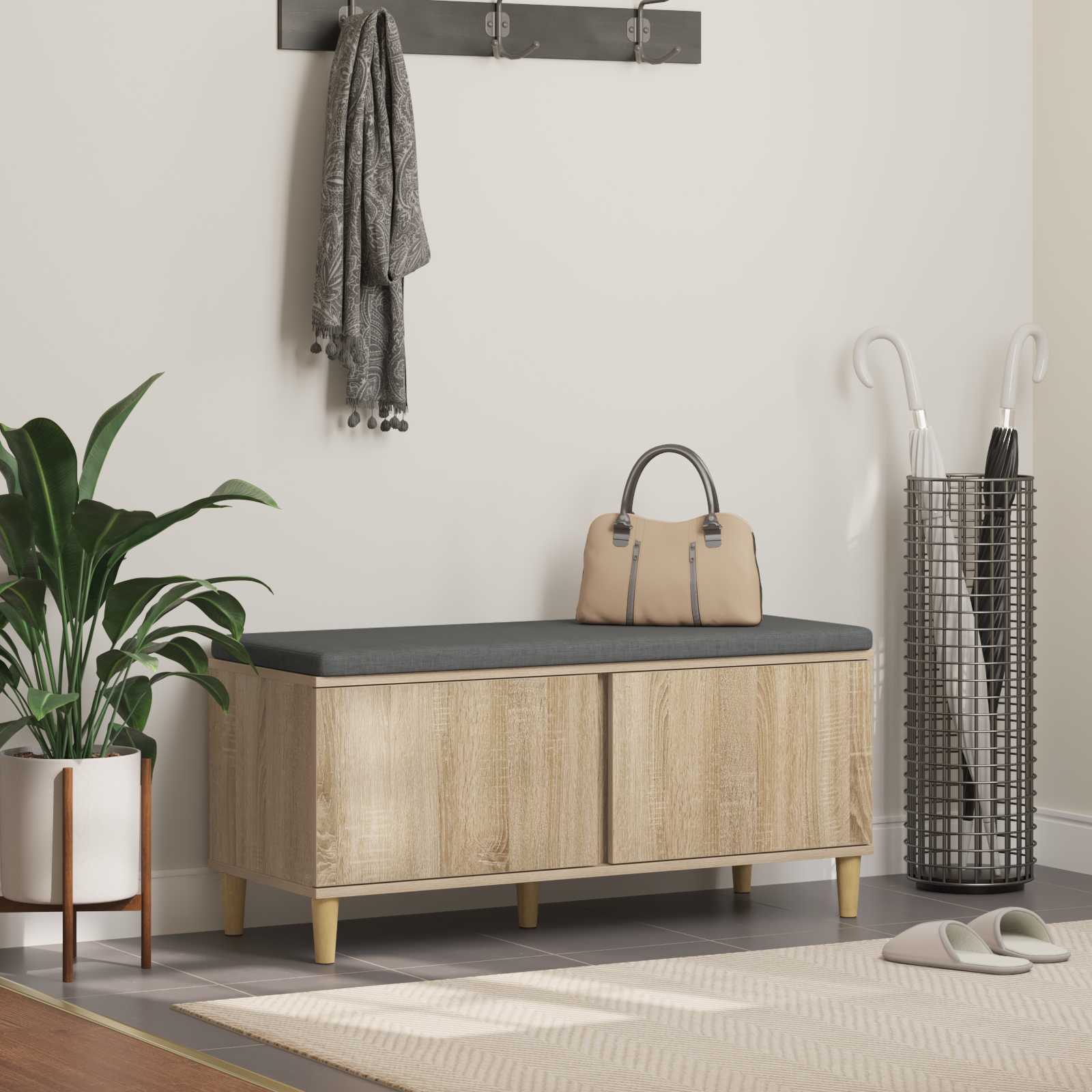 Banc d'entrée avec coussin Chêne Sonoma 60 x 38 x 46 cm - XIOS