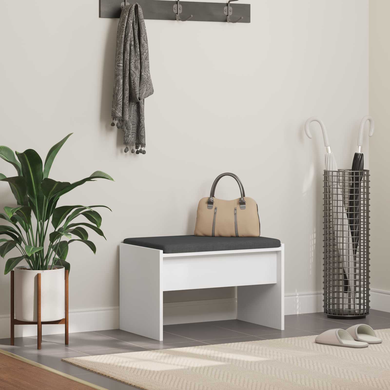 Banc d'entrée avec coussin Blanc 63 x 38 x 40 cm - XIOS