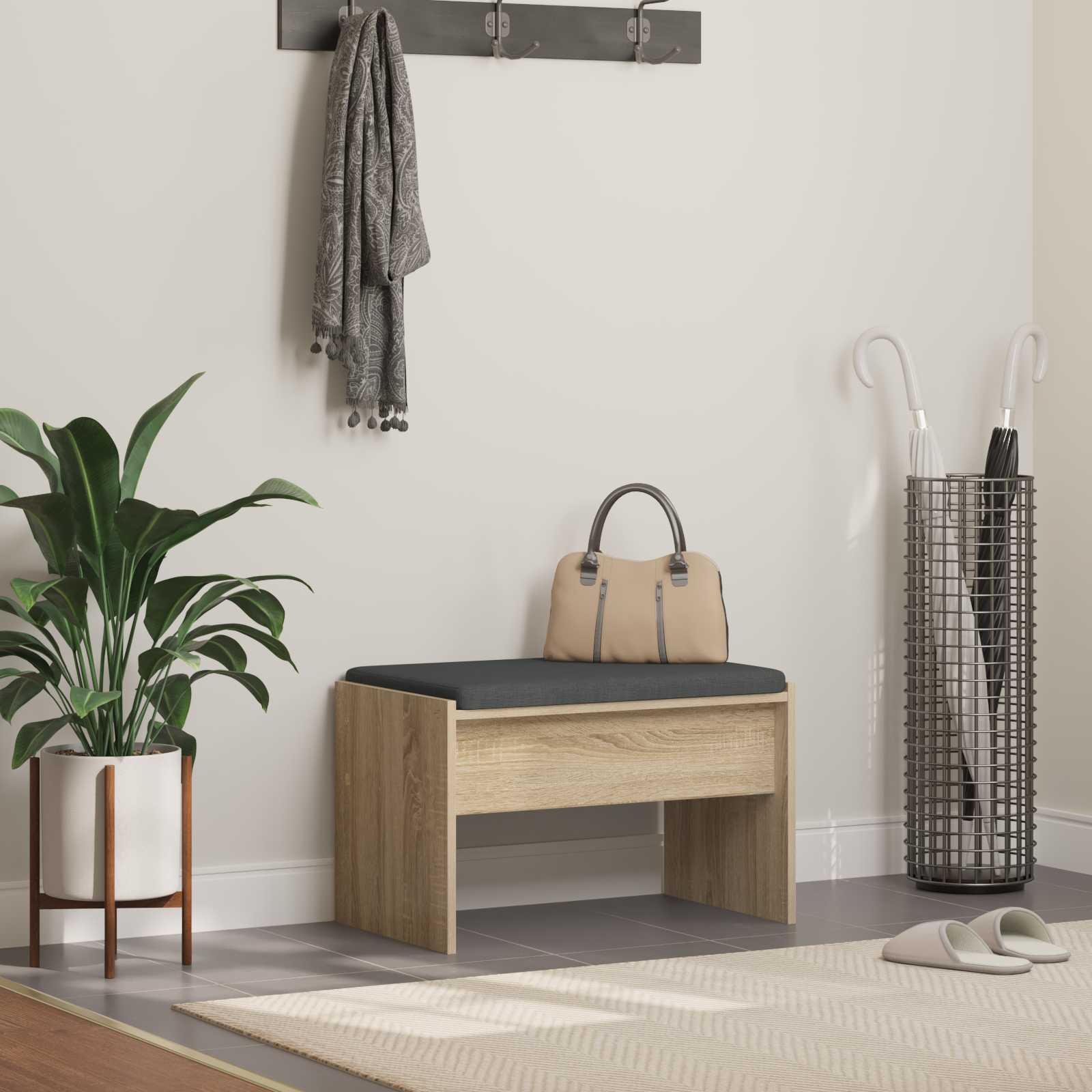 Banc d'entrée avec coussin Chêne Sonoma 63 x 38 x 40 cm - XIOS