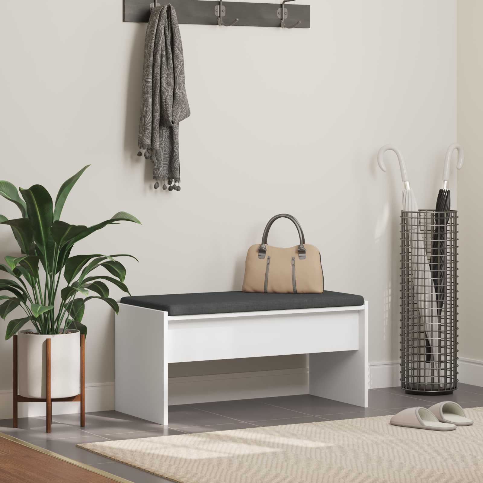 Banc d'entrée avec coussin Blanc 80 x 38 x 46 cm - XIOS