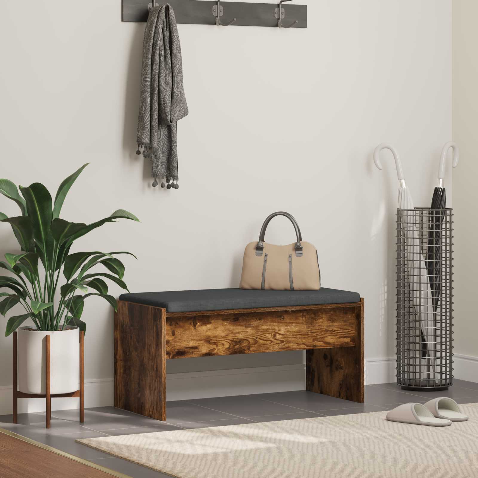 Banc d'entrée avec coussin Chêne fumé 83 x 38 x 40 cm - XIOS