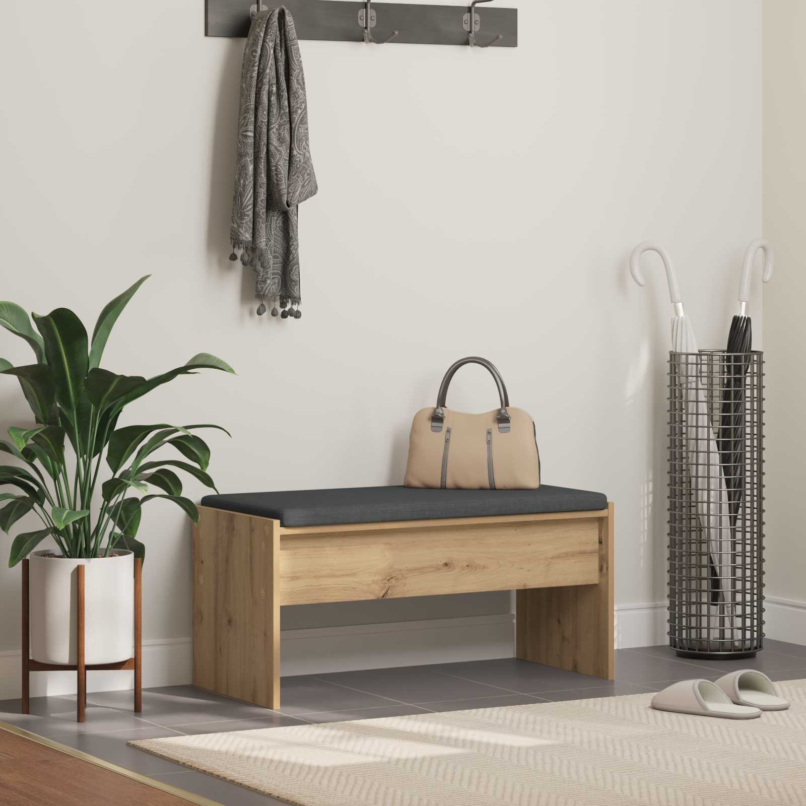 Banc d'entrée avec coussin Chêne artisanal 83 x 38 x 40 cm - XIOS